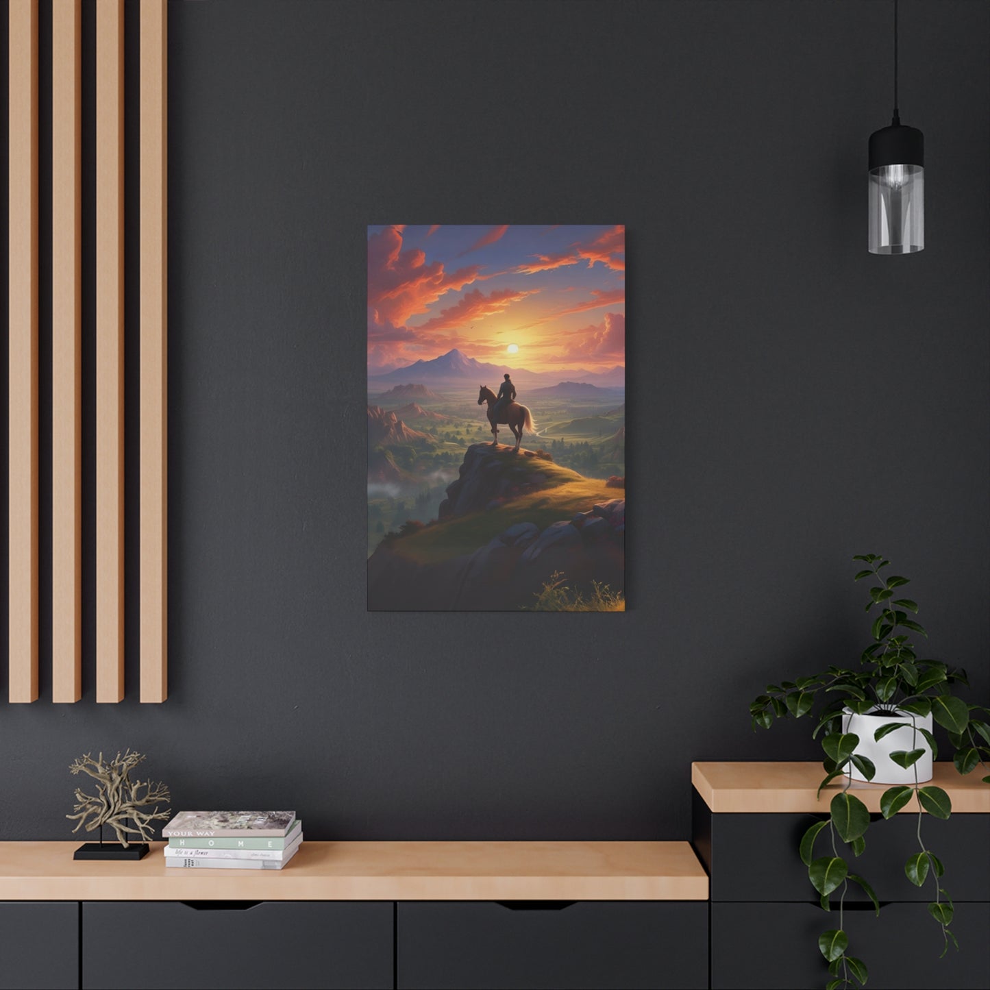 Cowboy At Hill Edge Sunset Wall Art & Canvas Prints
