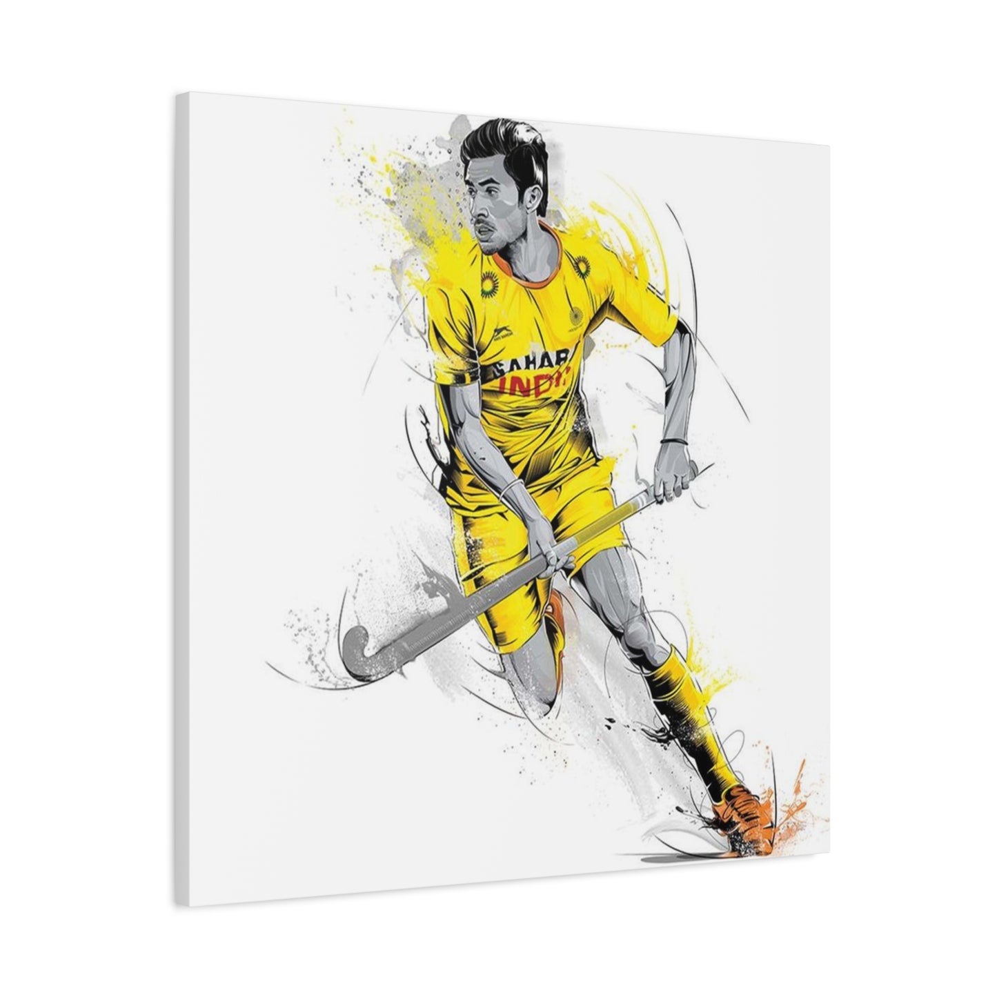 Indian Hockey Player Painting Wall Art & Canvas Prints