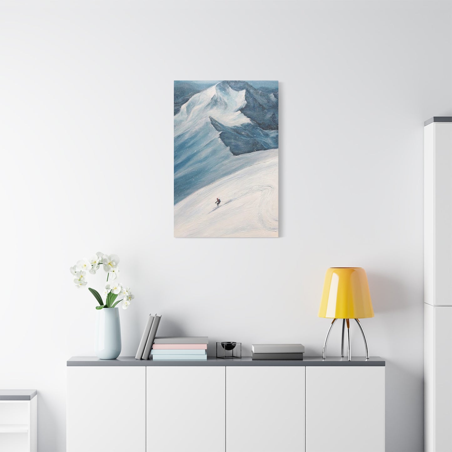Skiing In Snowy Mountain Wall Art & Canvas Prints