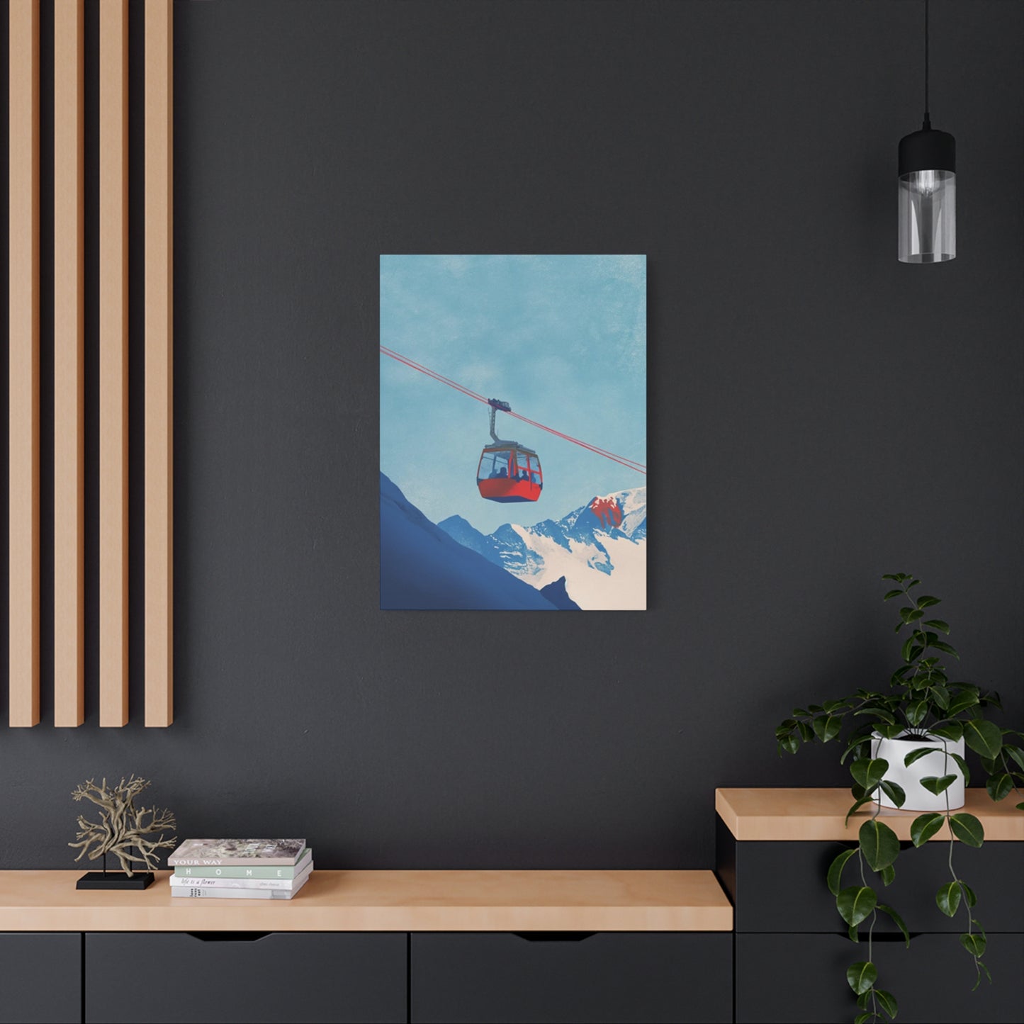 Red Cable Car In Mountain Wall Art & Canvas Prints