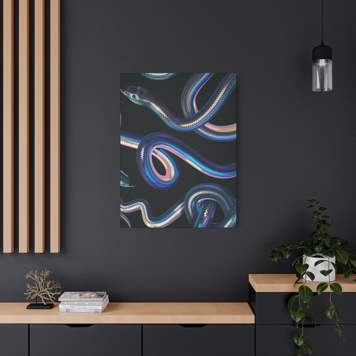 Snake On Black Canvas Wall Art & Canvas Prints