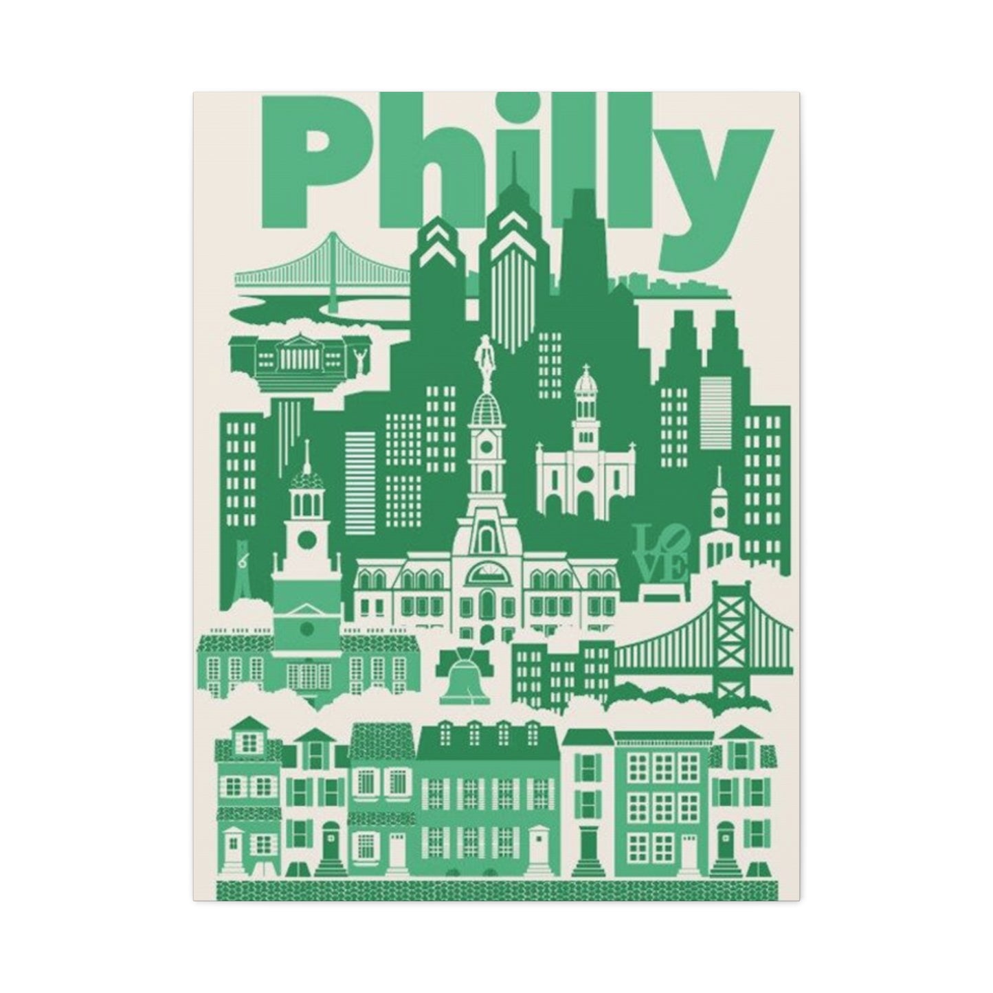 Green Philadelphia Poster Wall Art & Canvas Prints