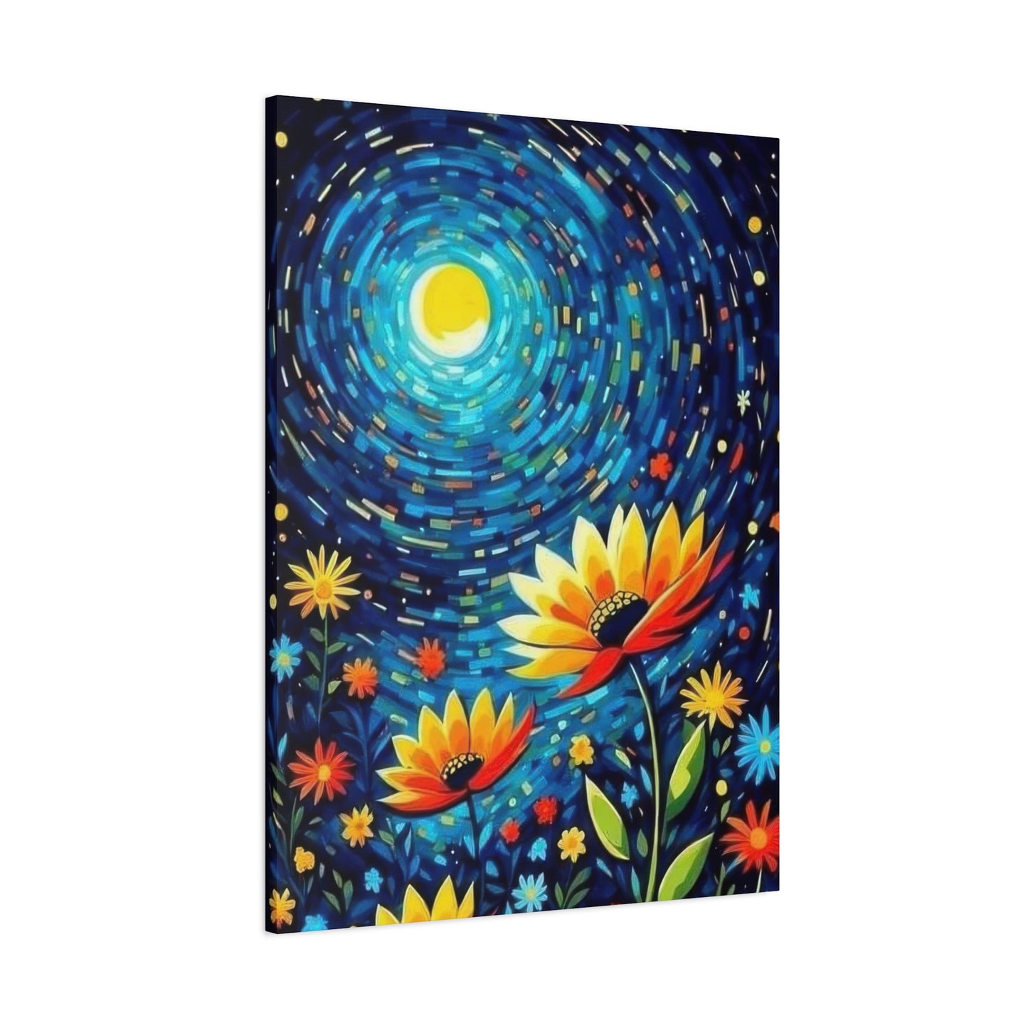 Vibrant Flowers In Moonlight Wall Art & Canvas Prints
