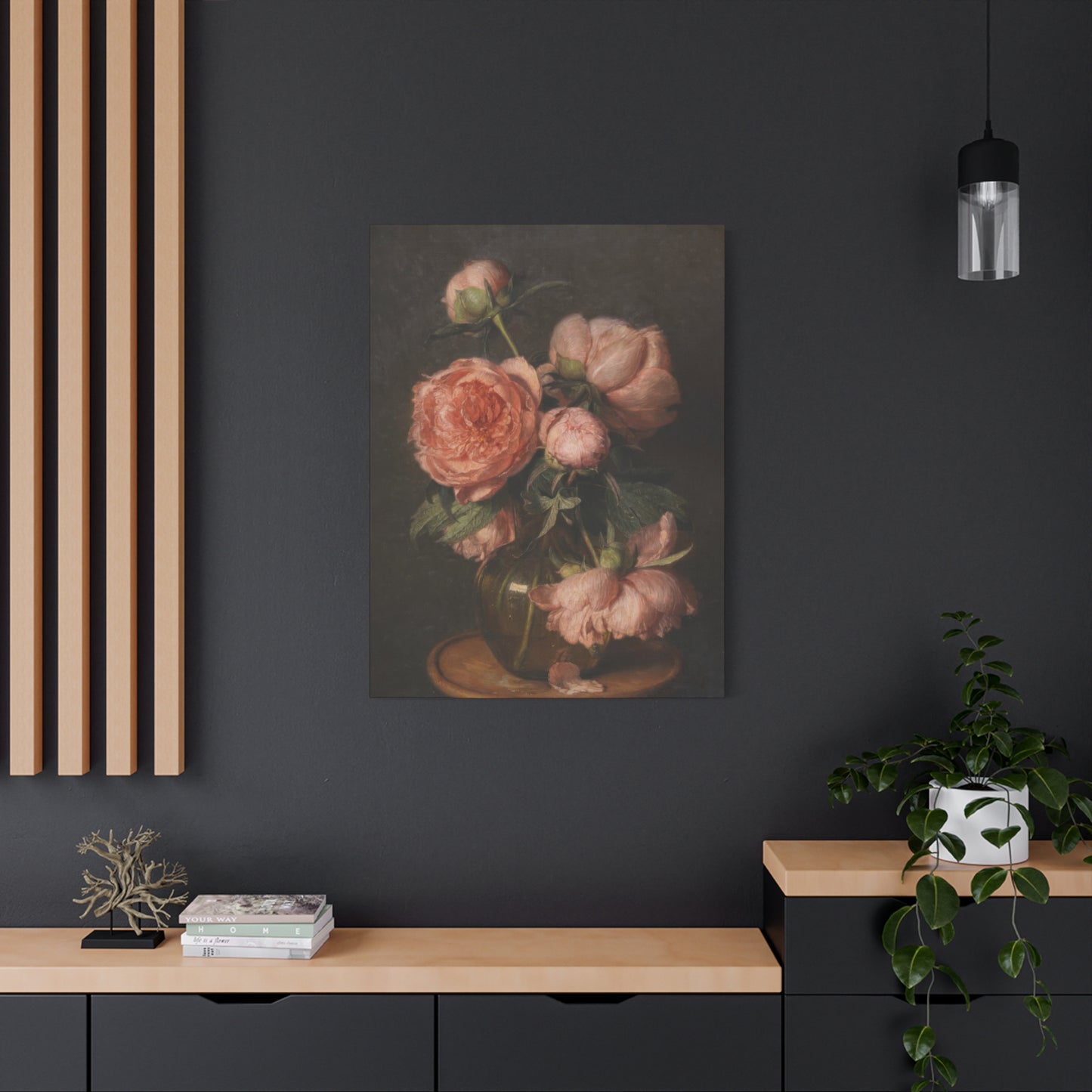 Pink Flower Vase Dark Academia Wall Art & Canvas Prints