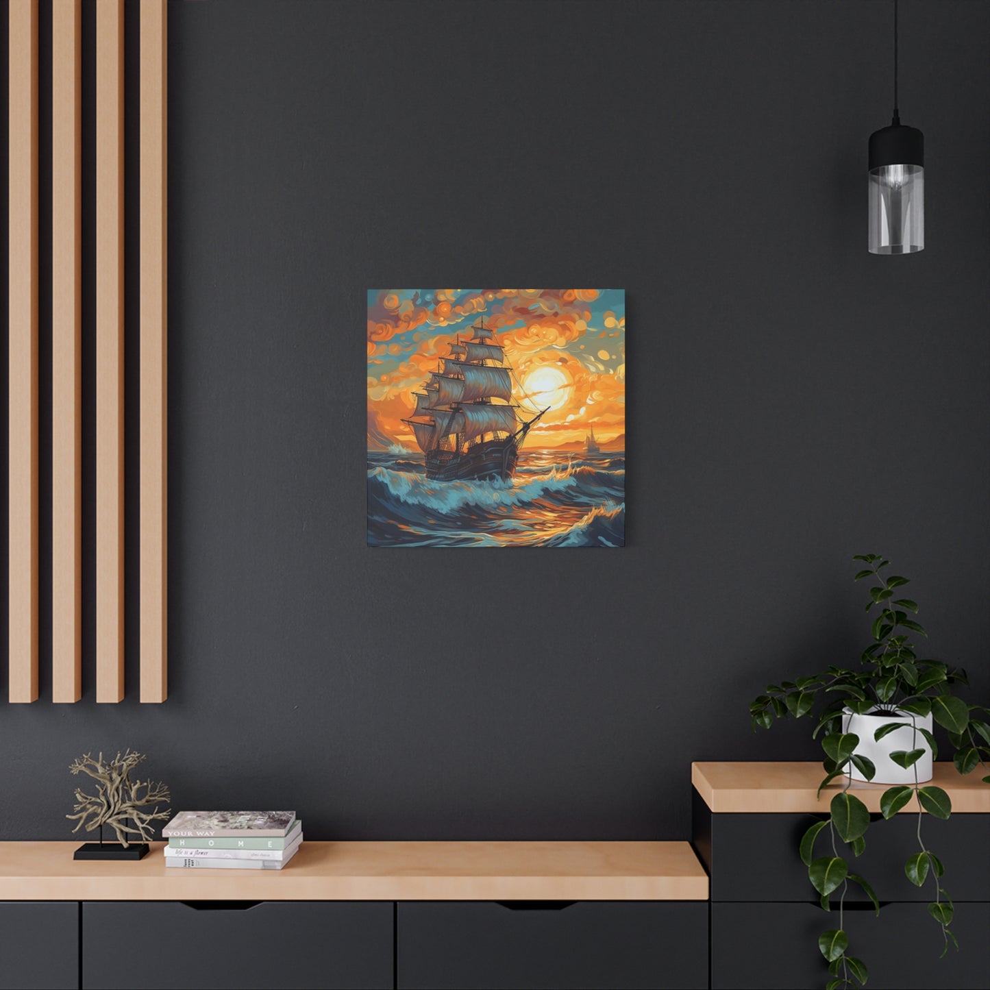 Ship Sailing During Dawn Painting Wall Art & Canvas Prints