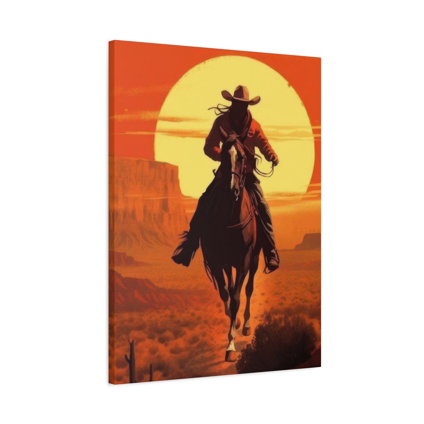 Cowboy Through Sunset Wall Art & Canvas Prints
