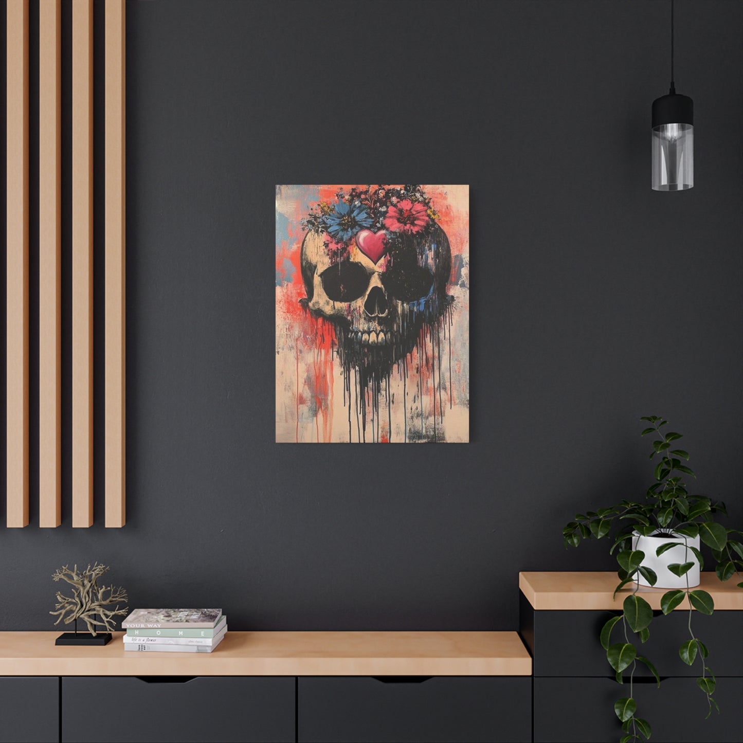 Colorful Flowers On Skull Poster Wall Art & Canvas Prints
