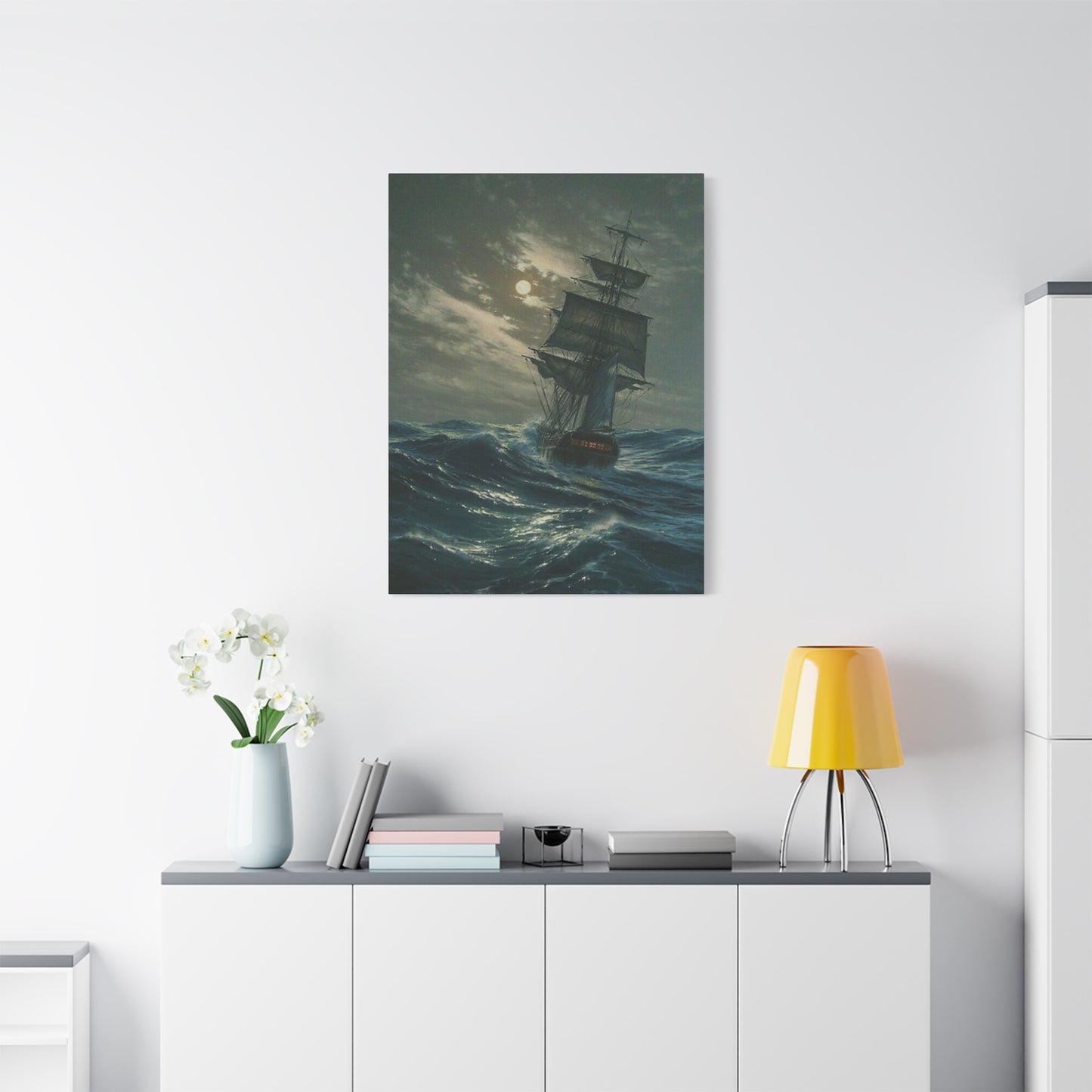 Ship Sailing On Large Waves Wall Art & Canvas Prints
