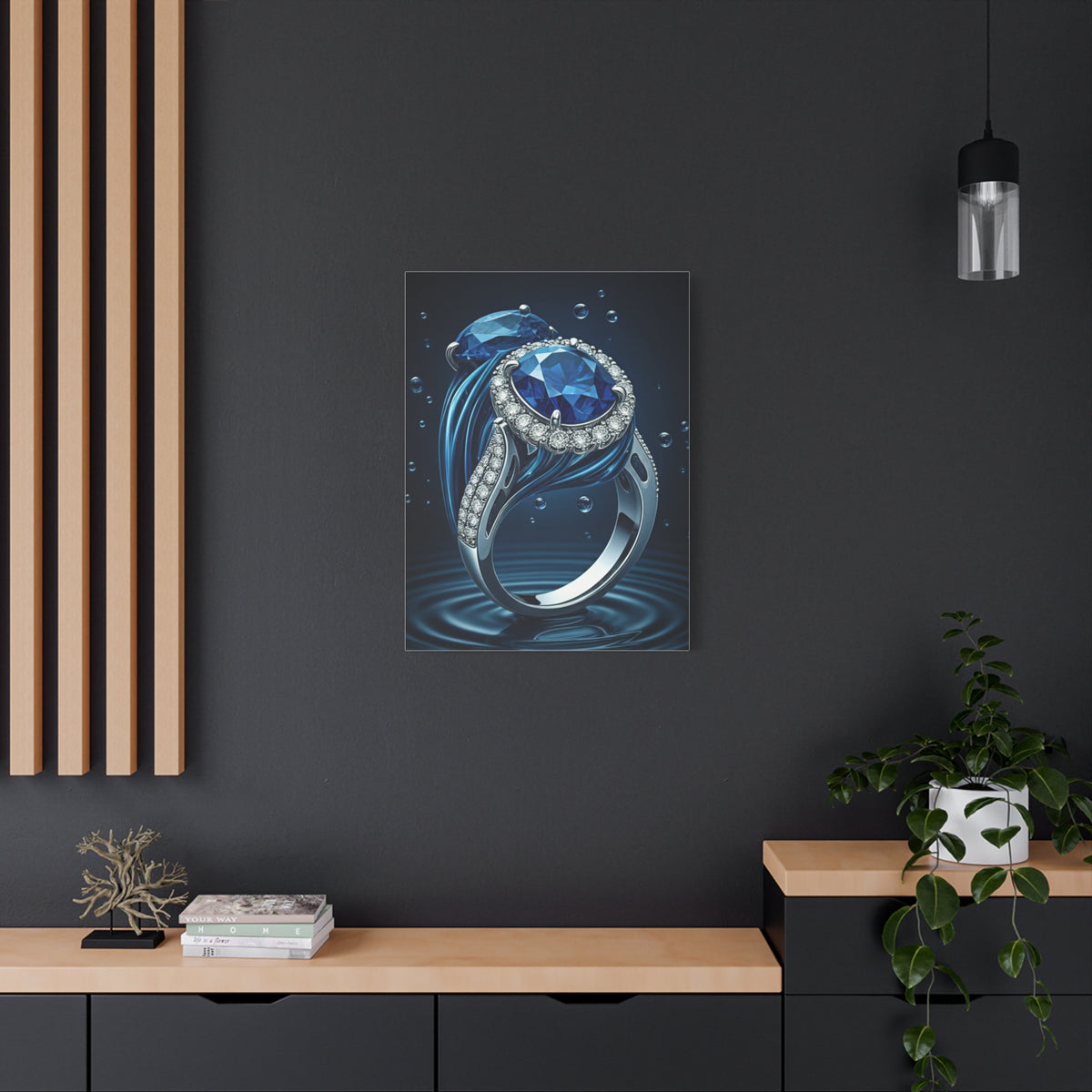 Blue Sapphire Ring in Deep Water Wall Art & Canvas Prints