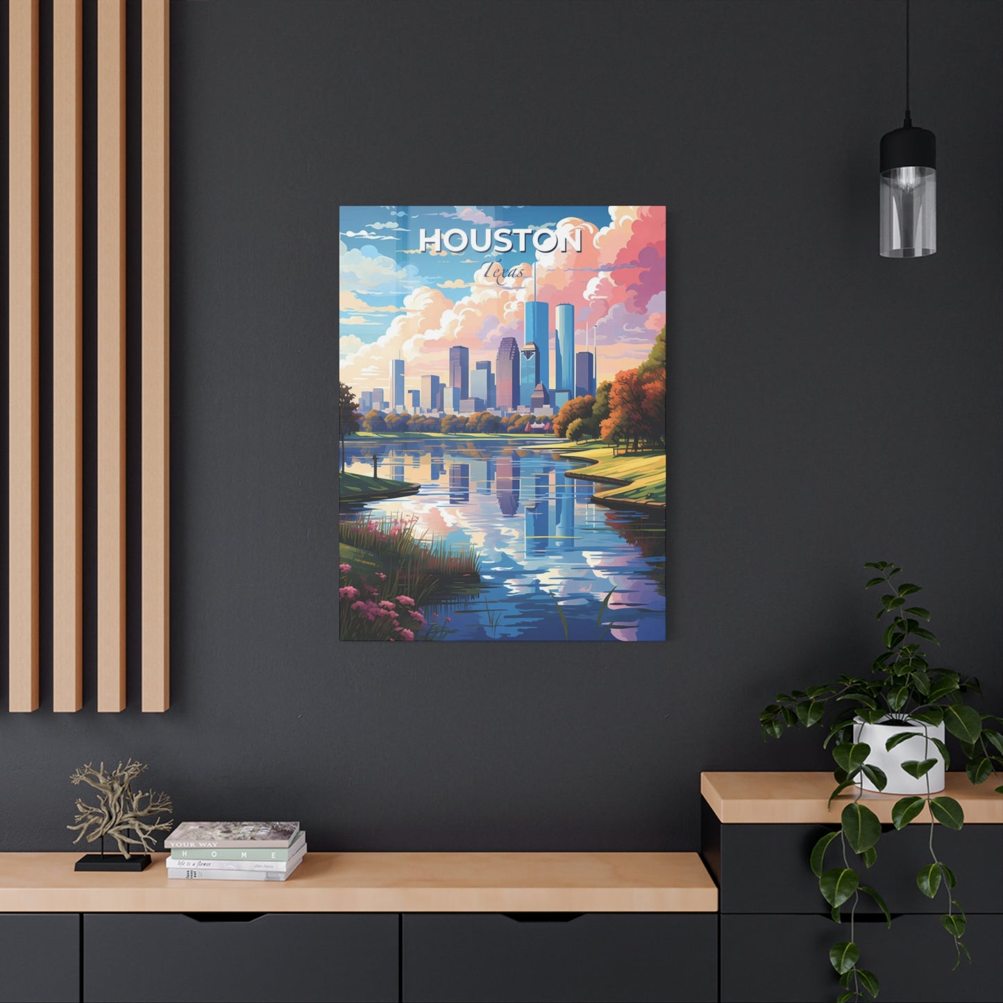Houston Skyline Riverside Wall Art & Canvas Prints