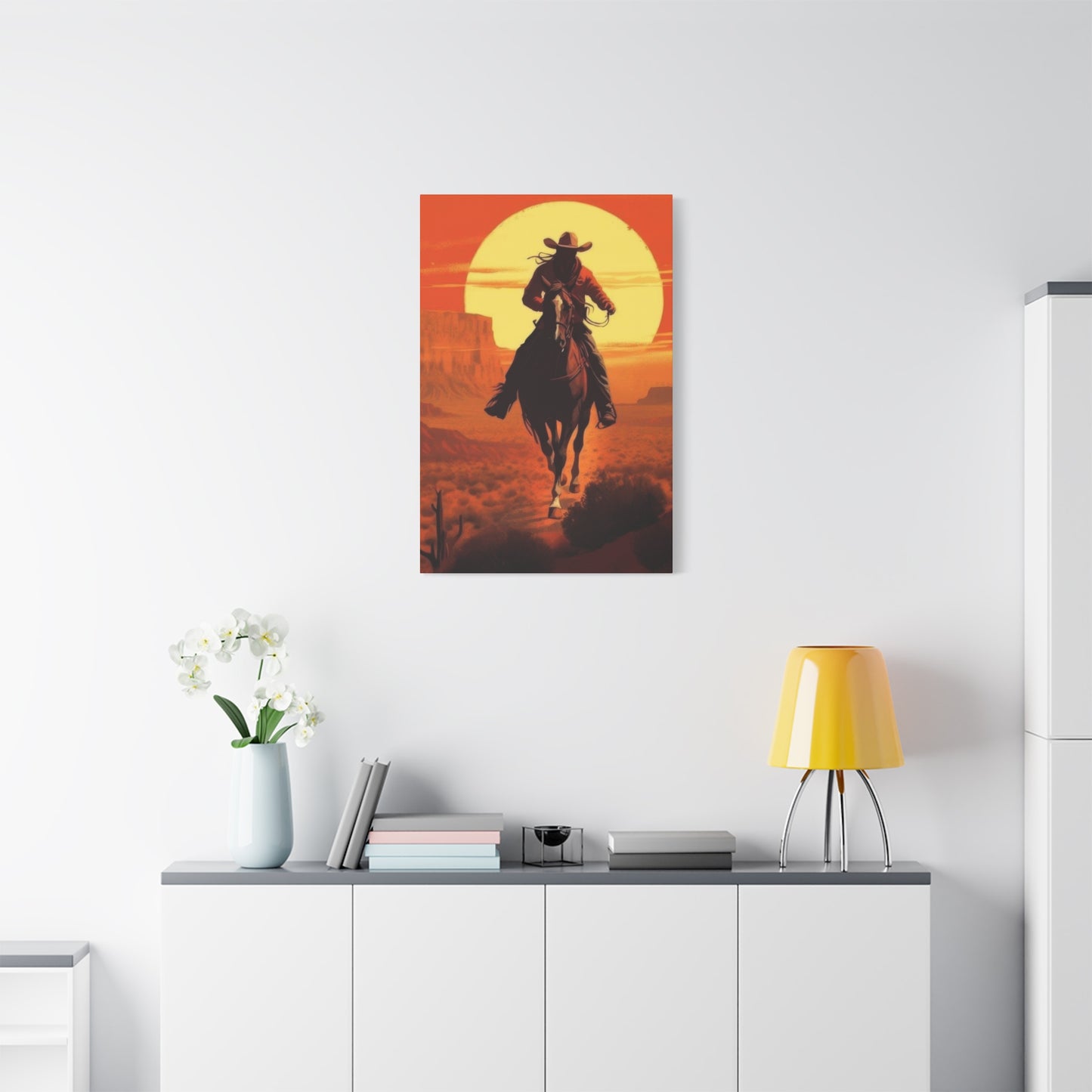 Cowboy Through Sunset Wall Art & Canvas Prints