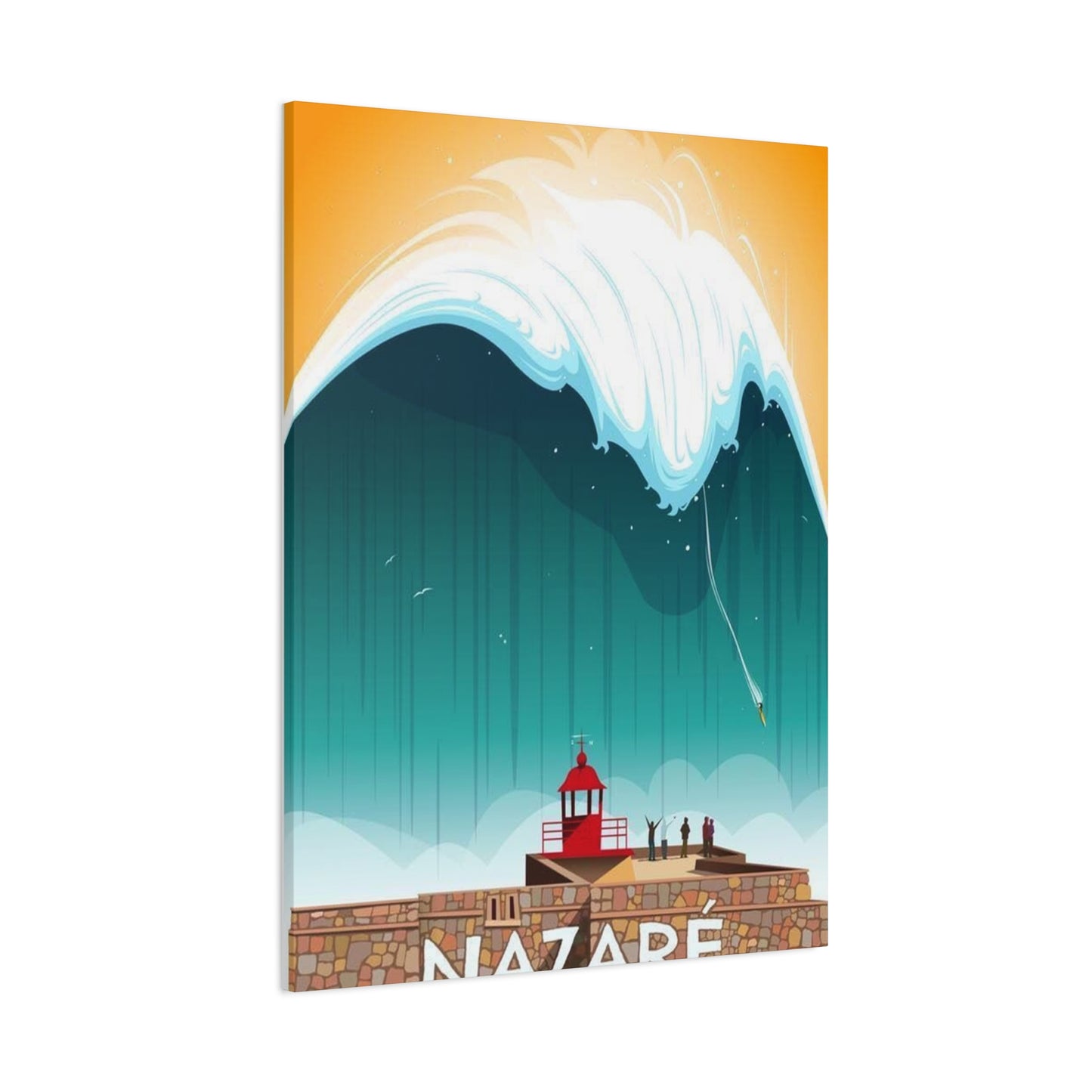 Nazare Surfing Painting Wall Art & Canvas Prints