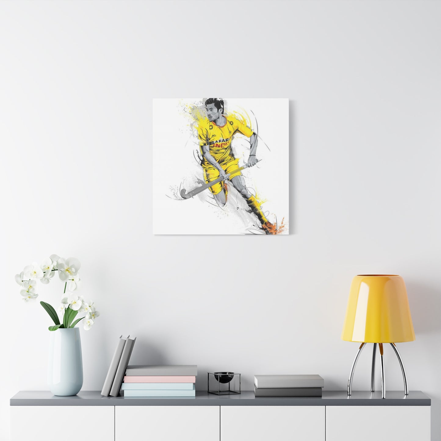 Indian Hockey Player Painting Wall Art & Canvas Prints