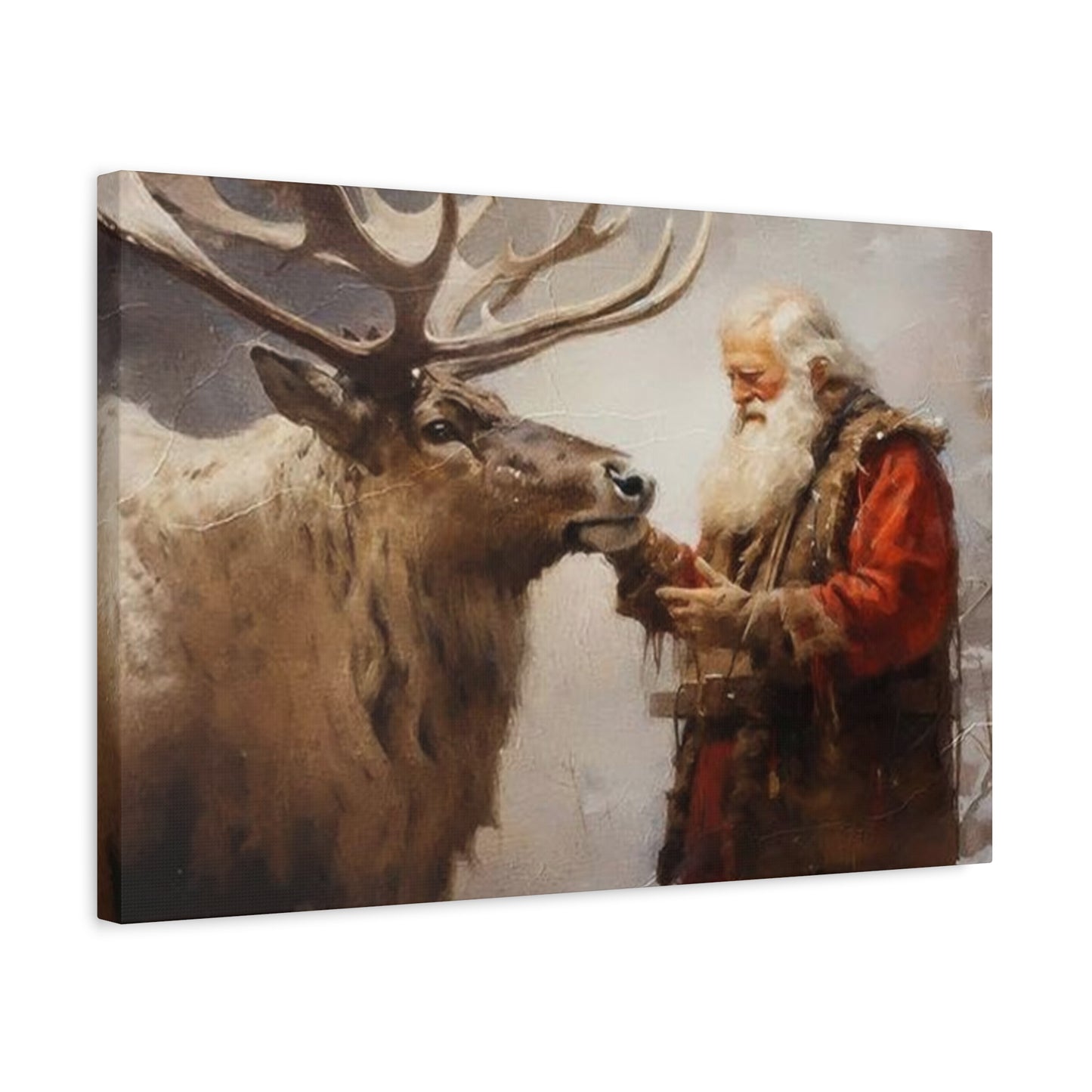 Santa Claus With Reindeer Wall Art & Canvas Prints