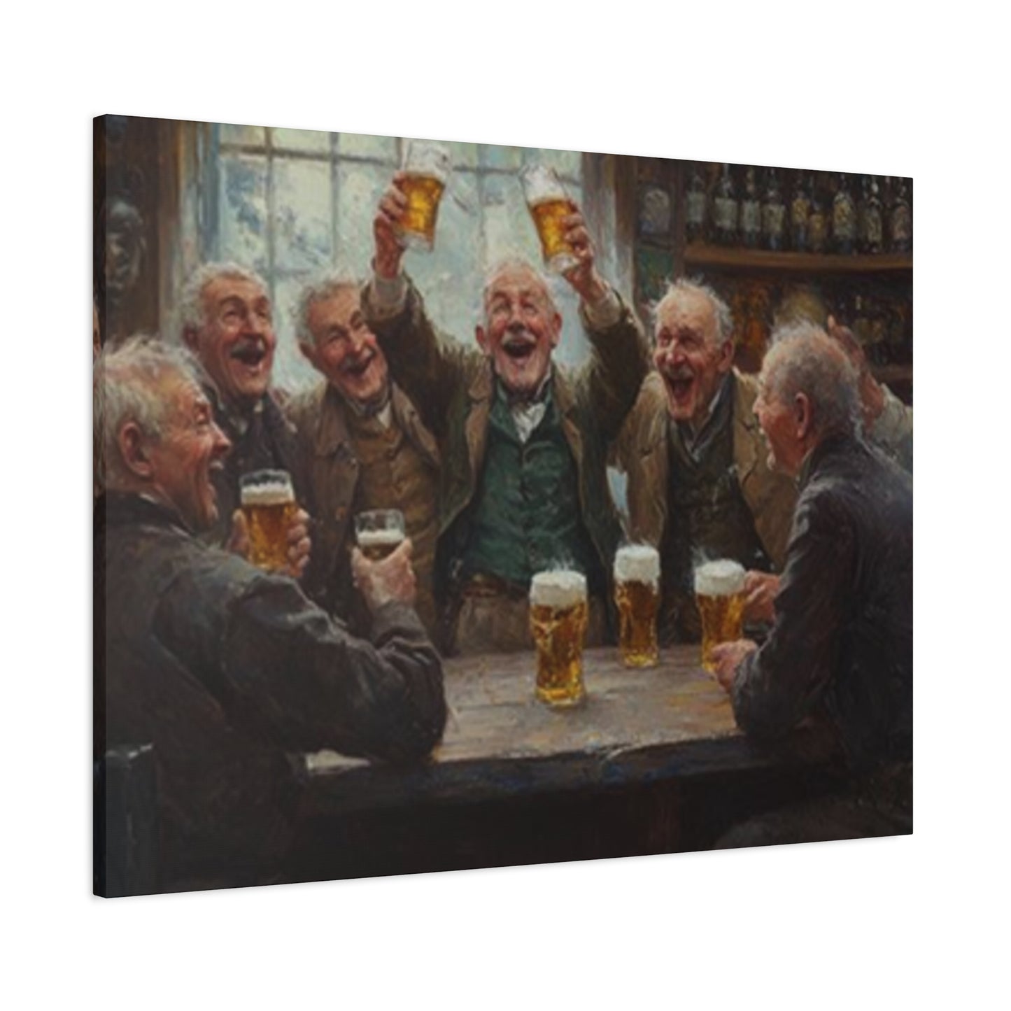 Old People Enjoying Drinks Painting Wall Art & Canvas Prints