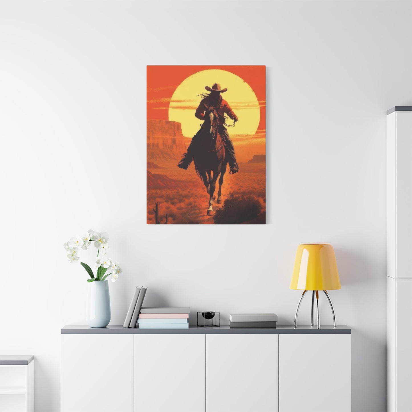 Cowboy Through Sunset Wall Art & Canvas Prints