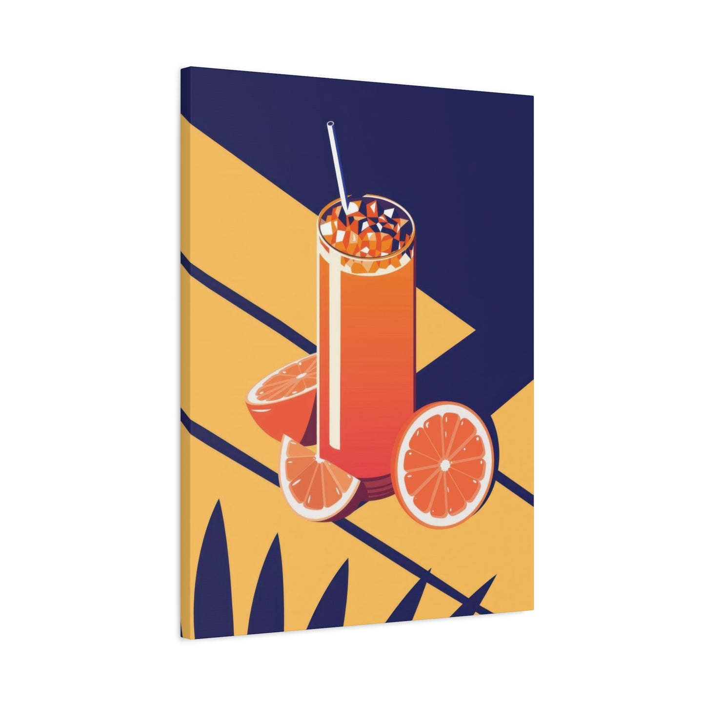 Orange Juice Blue Yellow Wall Art & Canvas Prints