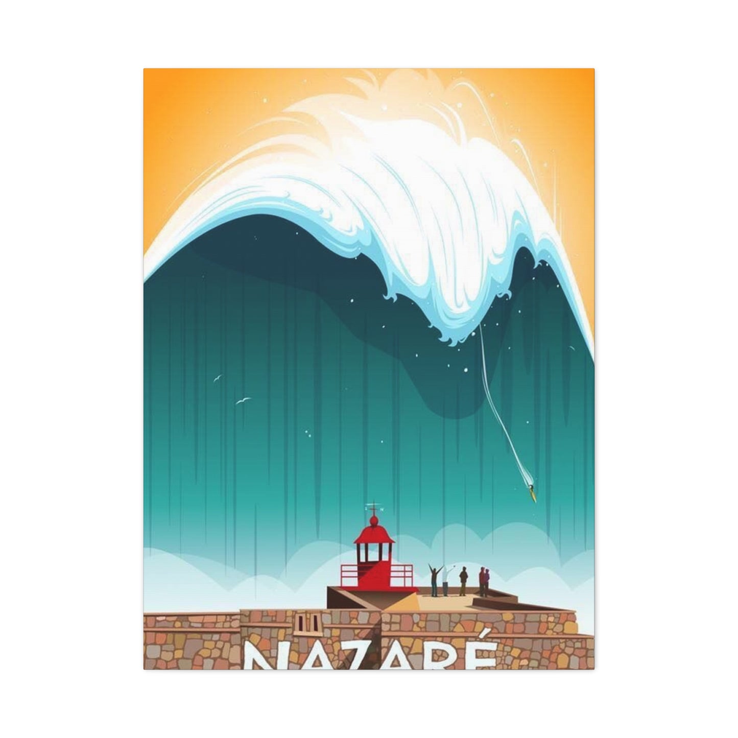 Nazare Surfing Painting Wall Art & Canvas Prints
