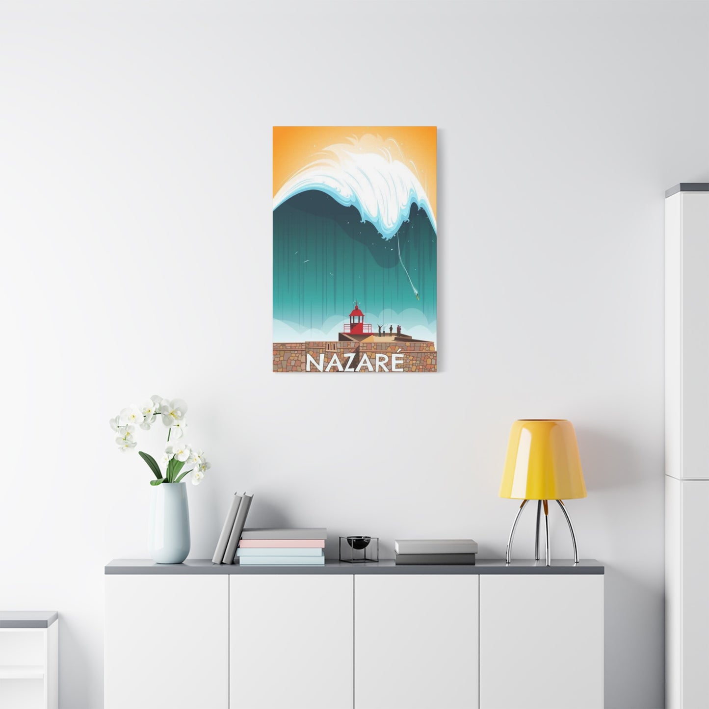 Nazare Surfing Painting Wall Art & Canvas Prints