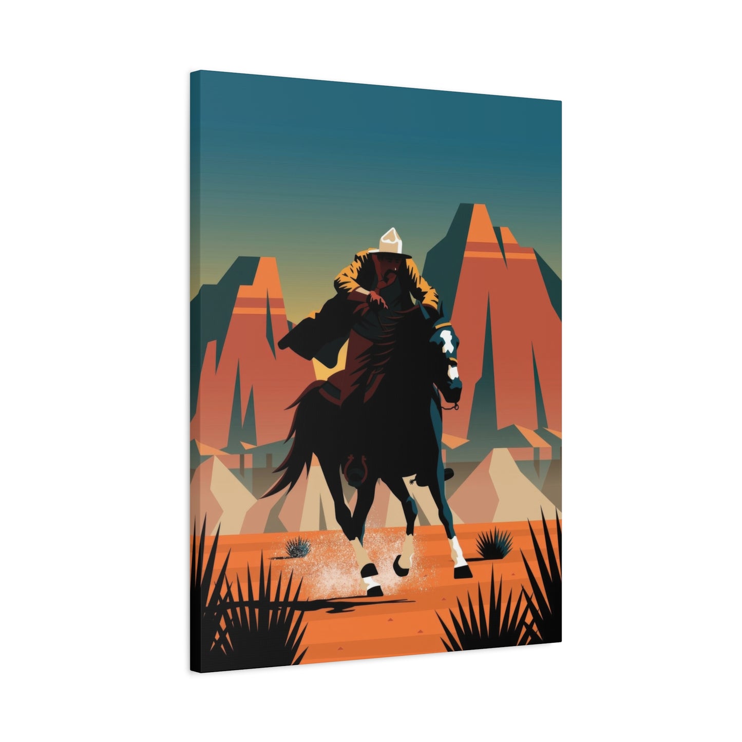 Cowboy On Galloping Horse Wall Art & Canvas Prints