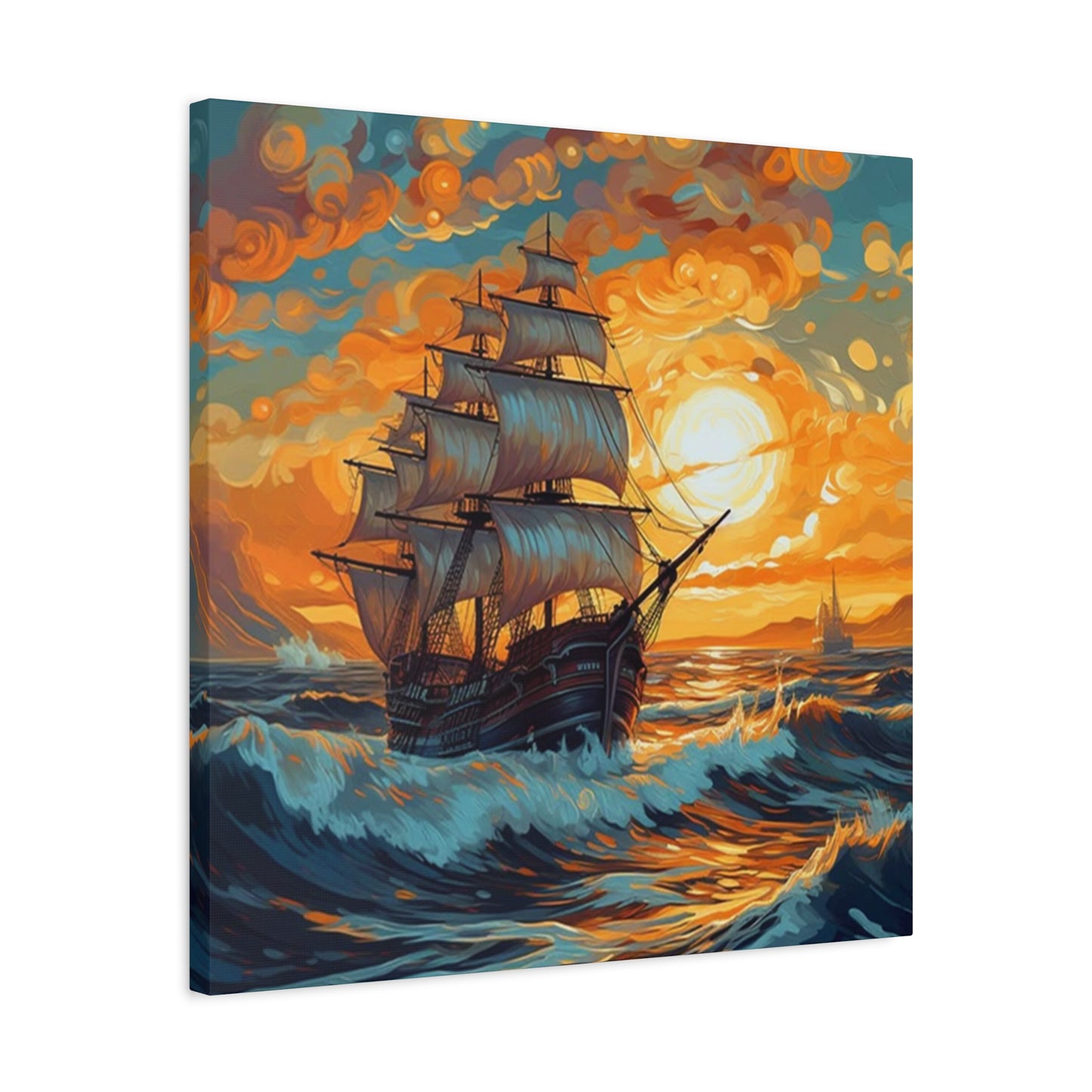 Ship Sailing During Dawn Painting Wall Art & Canvas Prints