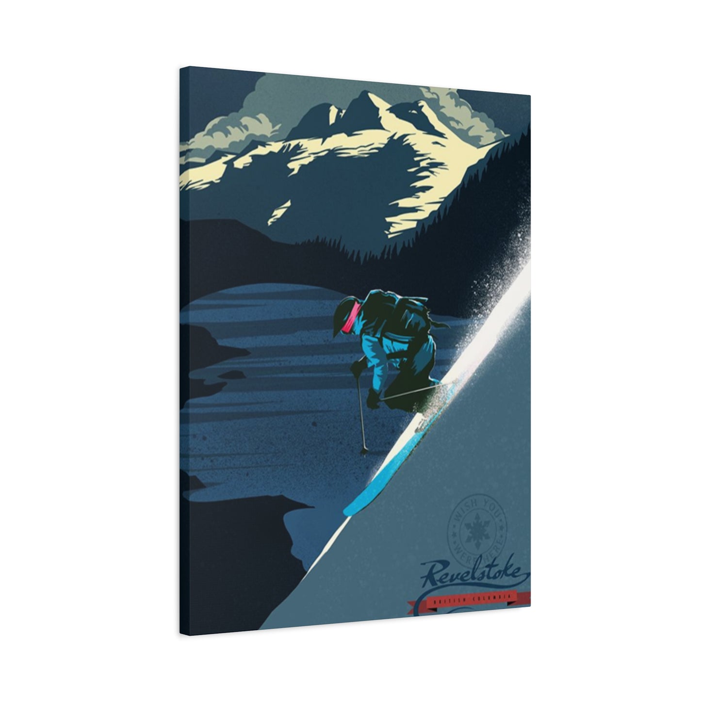 Skiing At Night Poster Wall Art & Canvas Prints