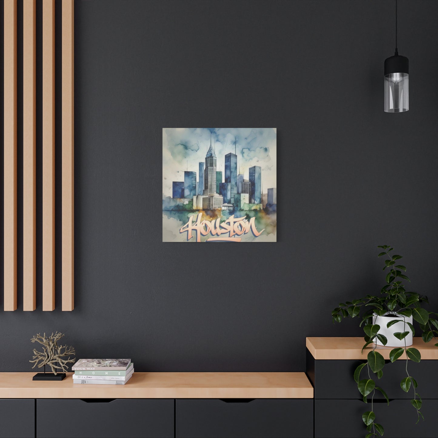 Houston Skyline Watercolor Wall Art & Canvas Prints