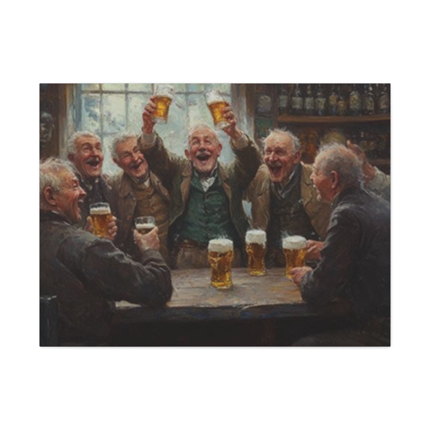 Old People Enjoying Drinks Painting Wall Art & Canvas Prints