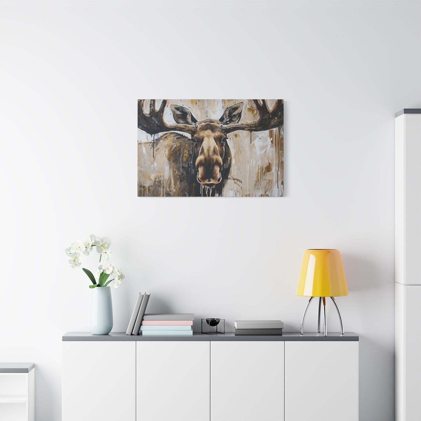 Scary Moose Wildlife Painting Wall Art & Canvas Prints