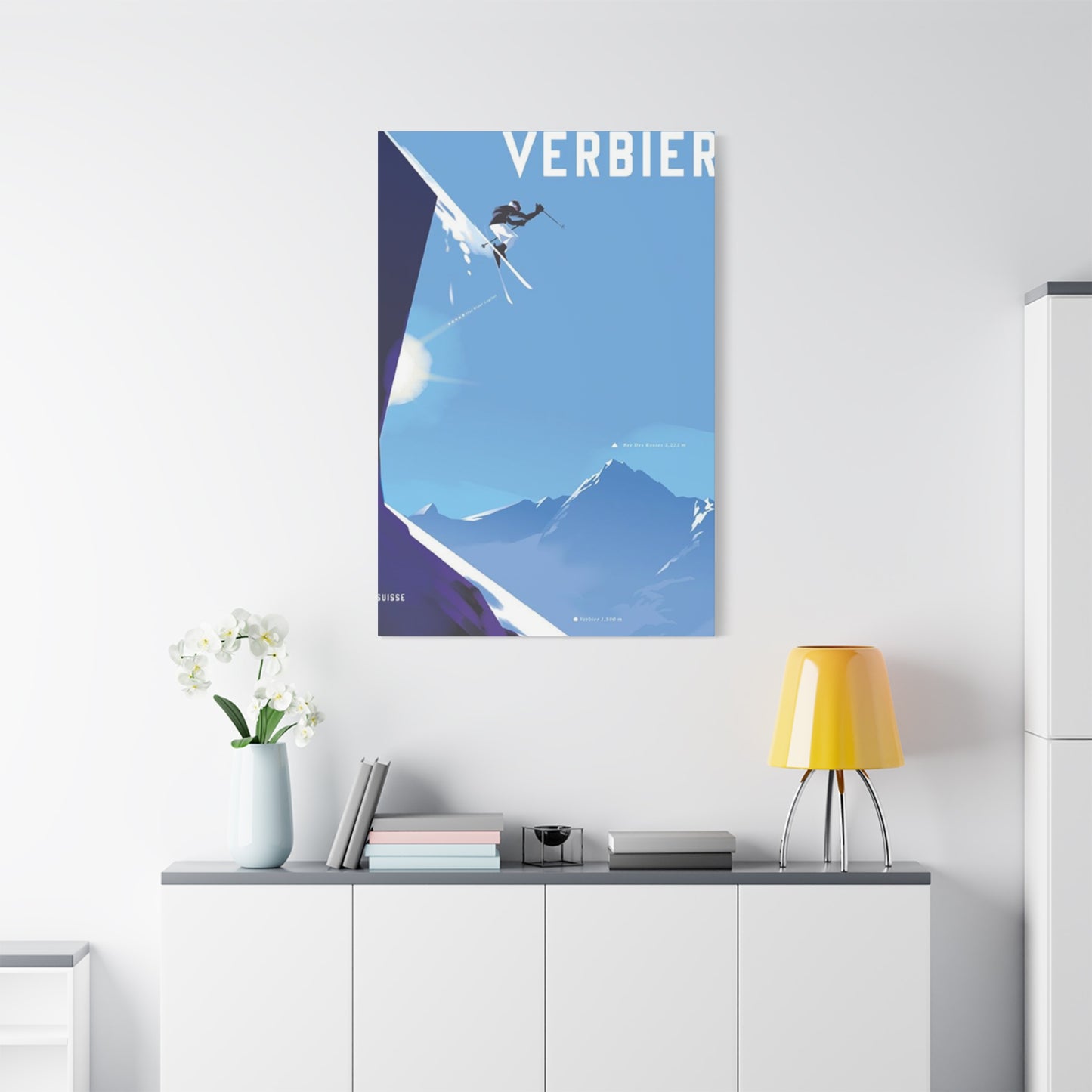 Skiing At The Cliff Wall Art & Canvas Prints