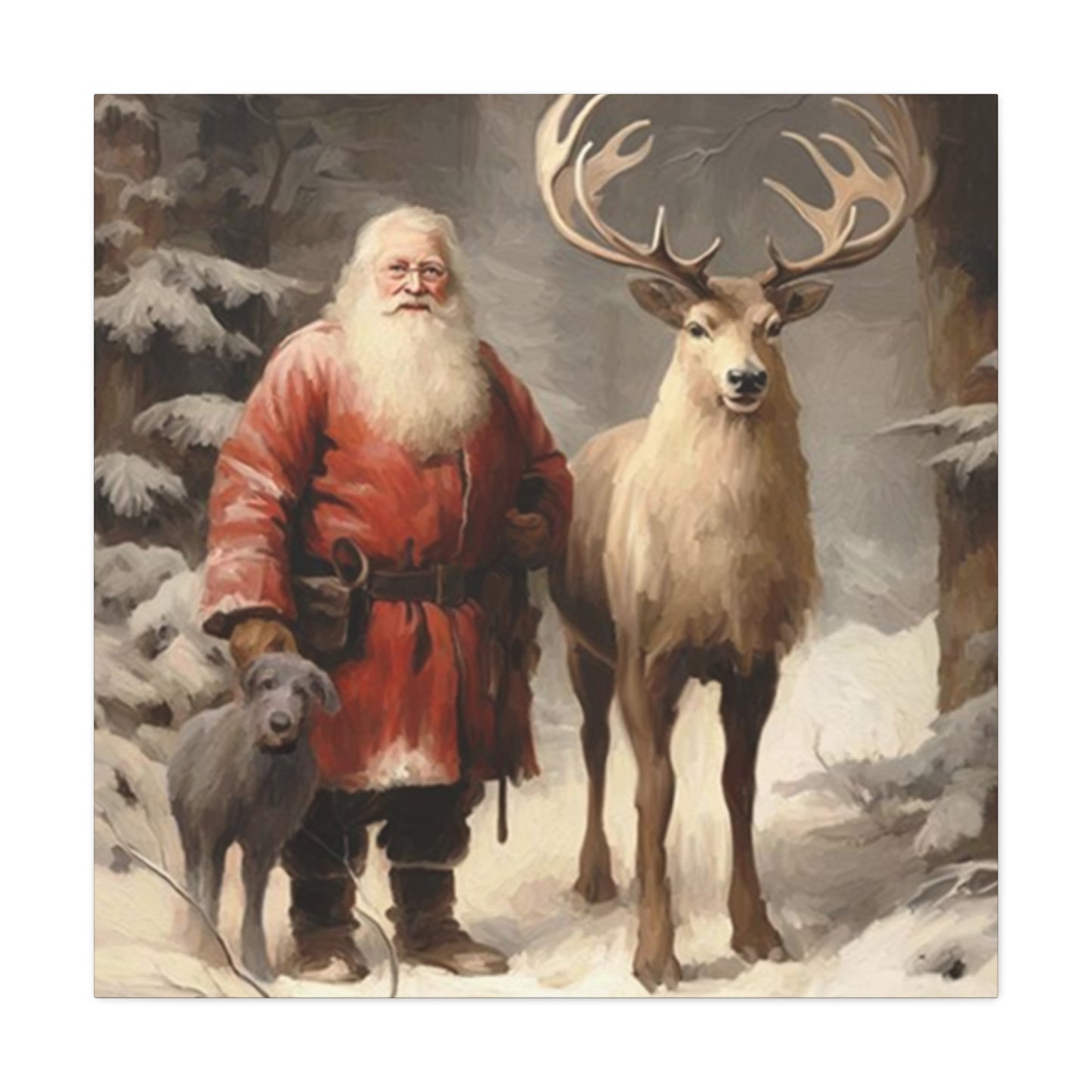 Santa And Reindeer Wall Art & Canvas Prints