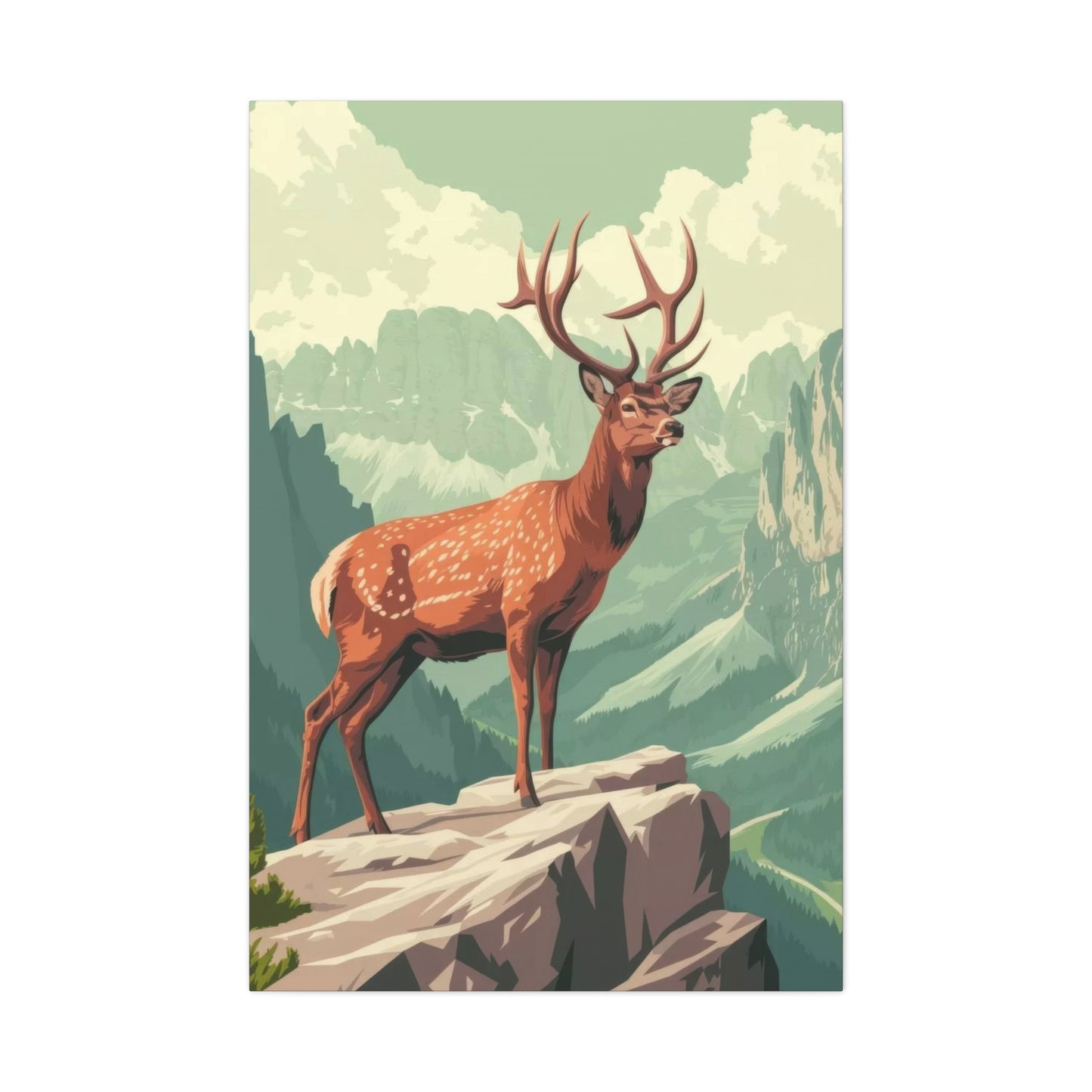 Deer Standing On A Cliff Wall Art & Canvas Prints