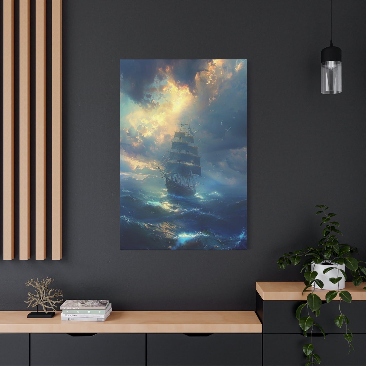 Ship Sailing On Large Waves Wall Art & Canvas Prints