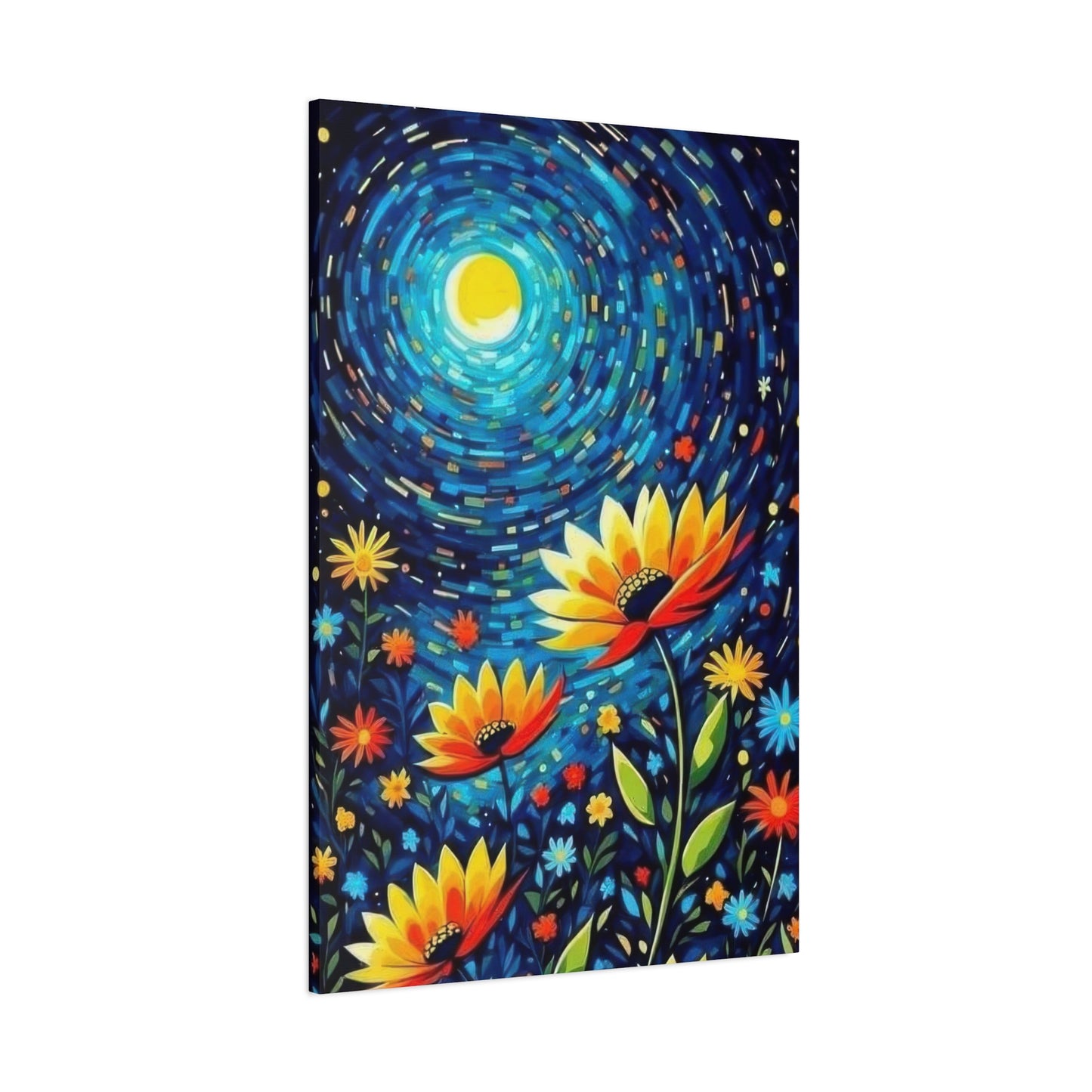 Vibrant Flowers In Moonlight Wall Art & Canvas Prints