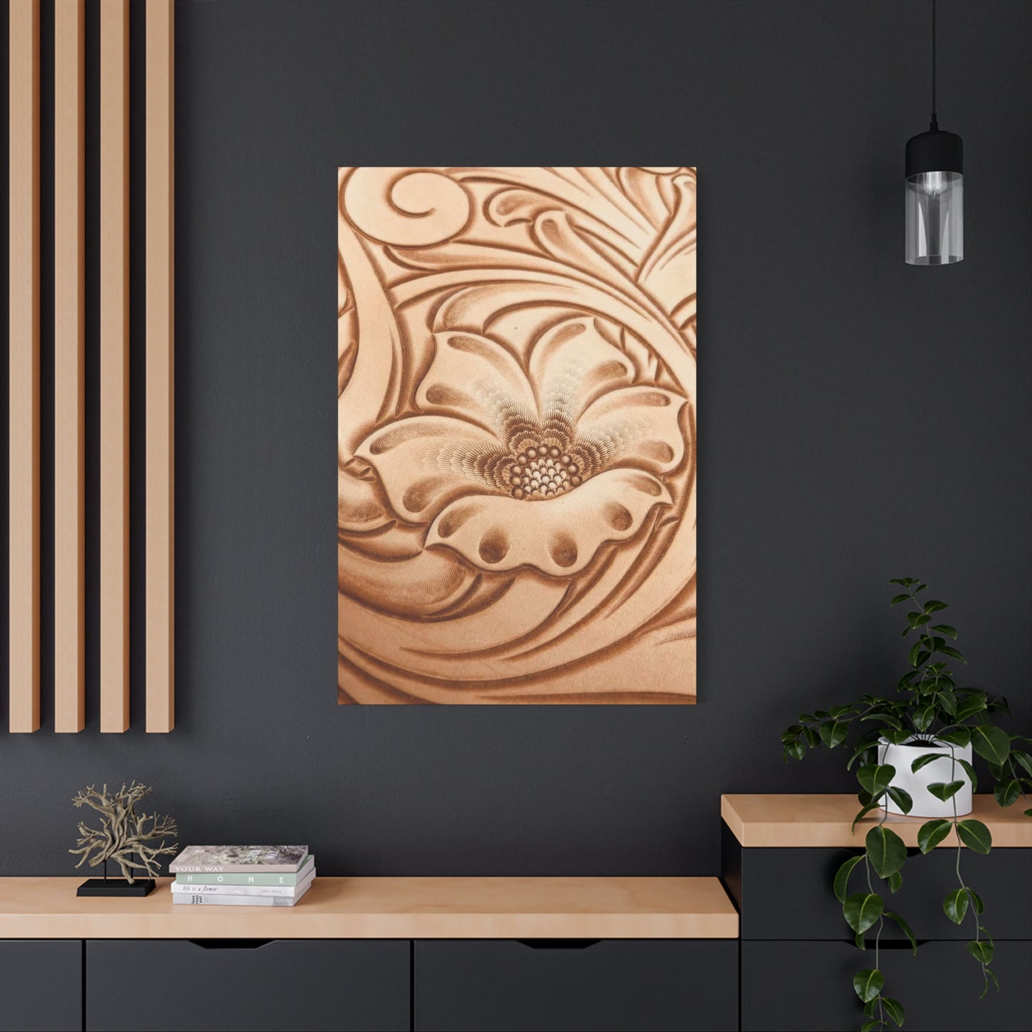 Flower On Leather Wall Art & Canvas Prints