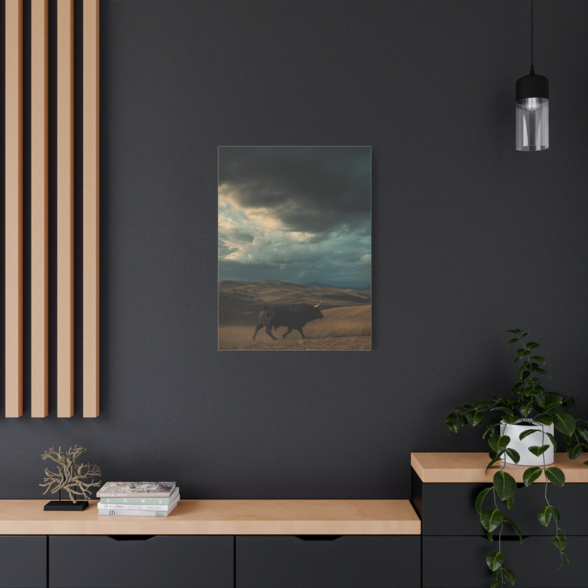 Storm Valley Black Bull Wall Art & Canvas Print