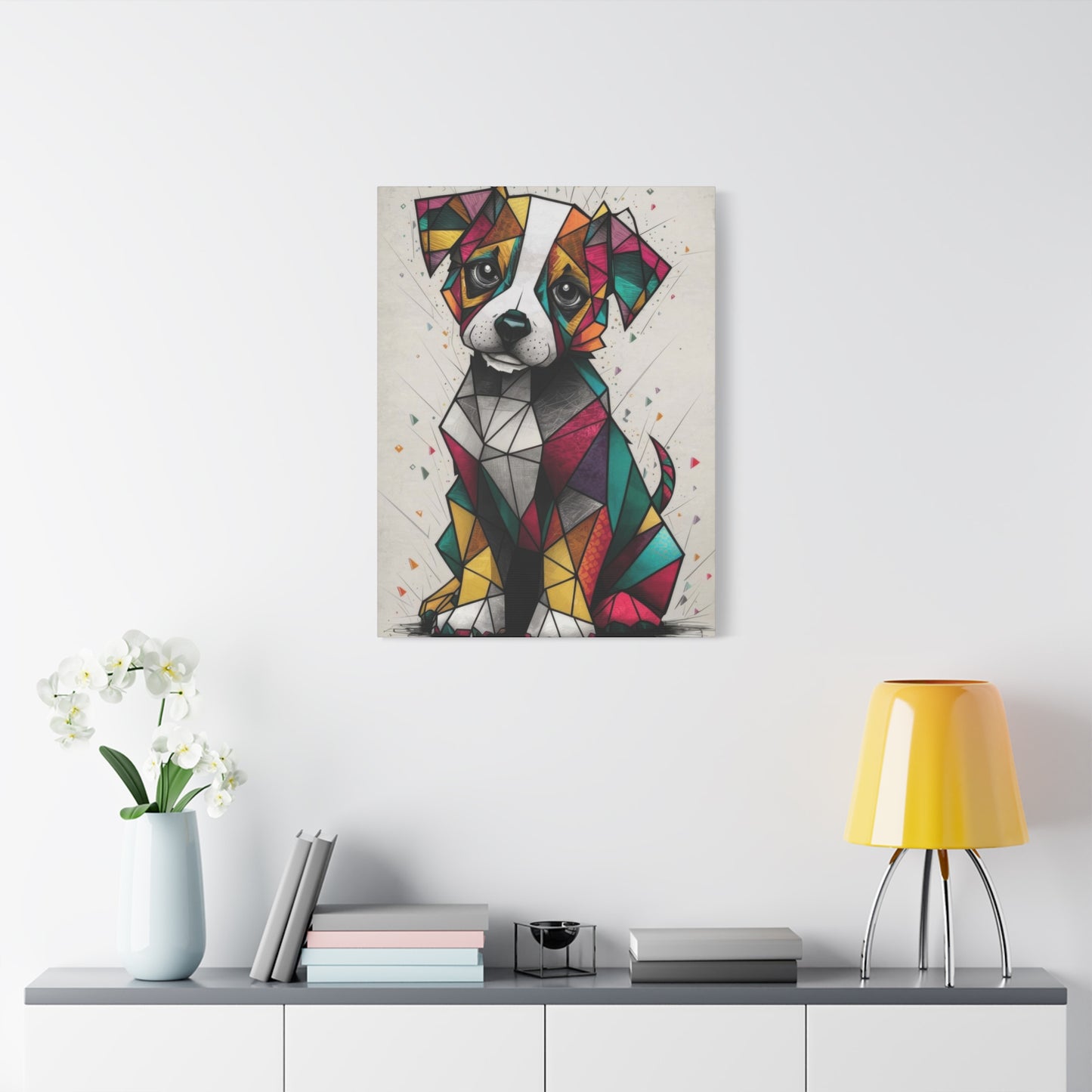 Cute Dog Cubism Wall Art & Canvas Prints