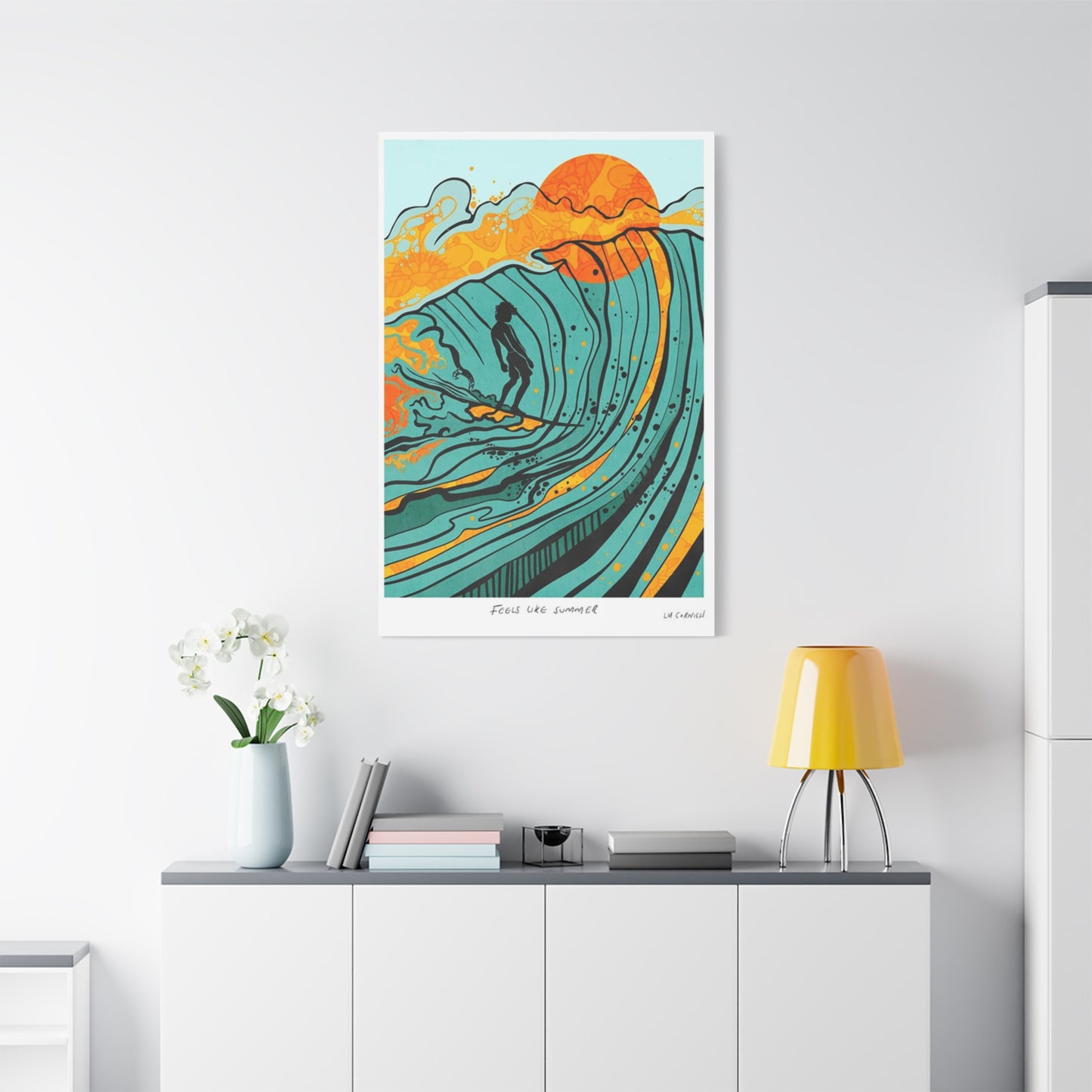 Surfing Drawing Wall Art & Canvas Prints