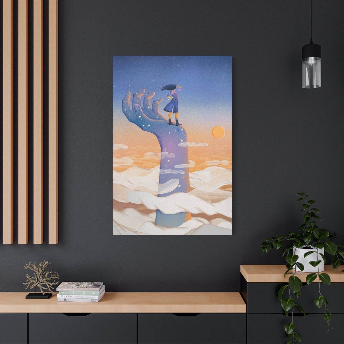 Girl On A Hand Wall Art & Canvas Prints