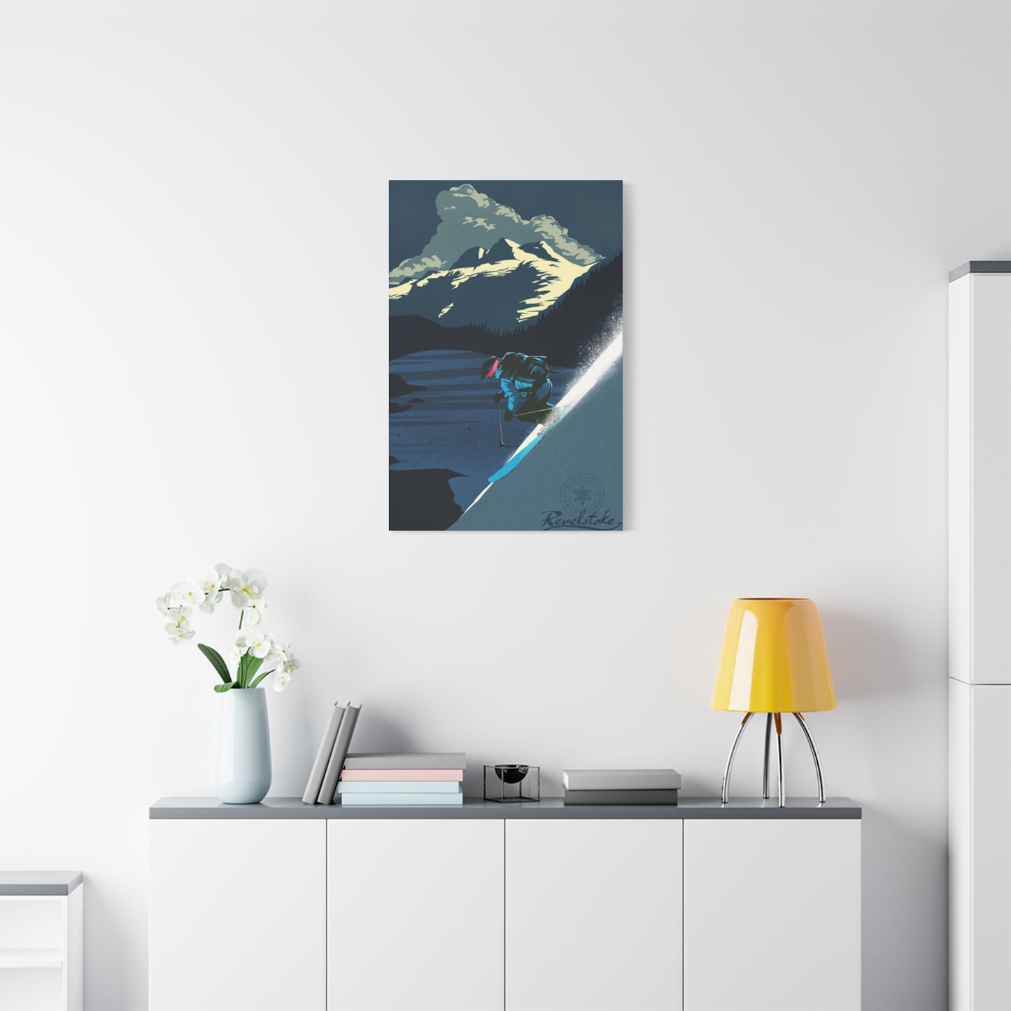 Skiing At Night Poster Wall Art & Canvas Prints