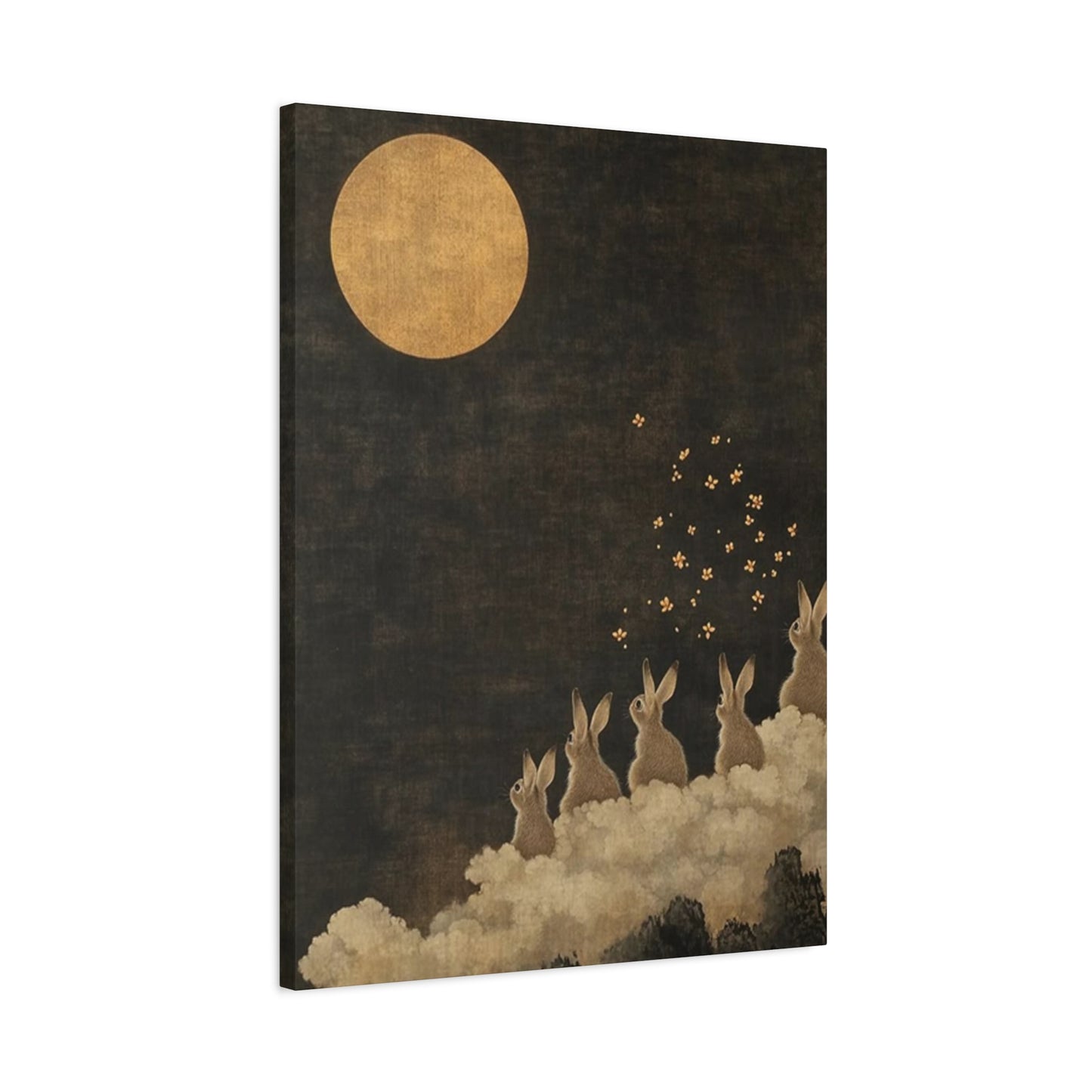 Moon & Rabbits Painting Wall Art & Canvas Prints