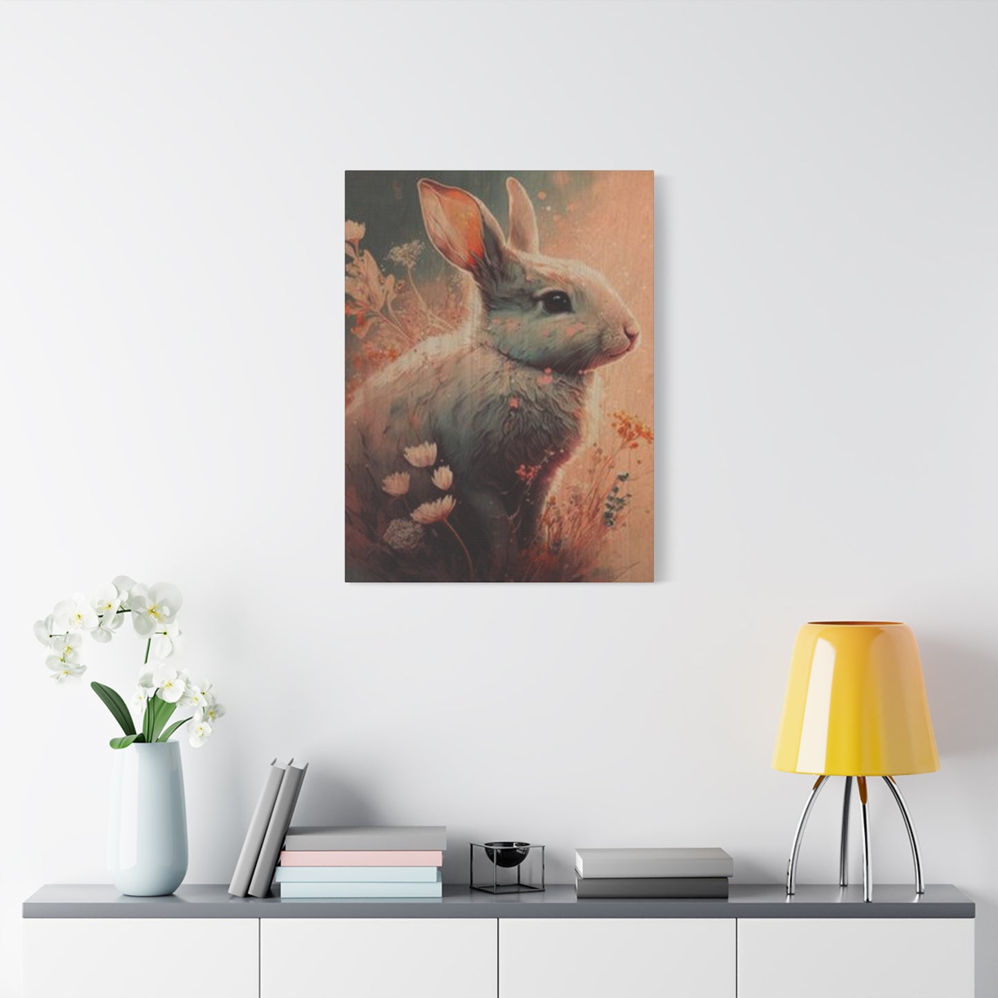 Cute White Bunny Wall Art & Canvas Prints