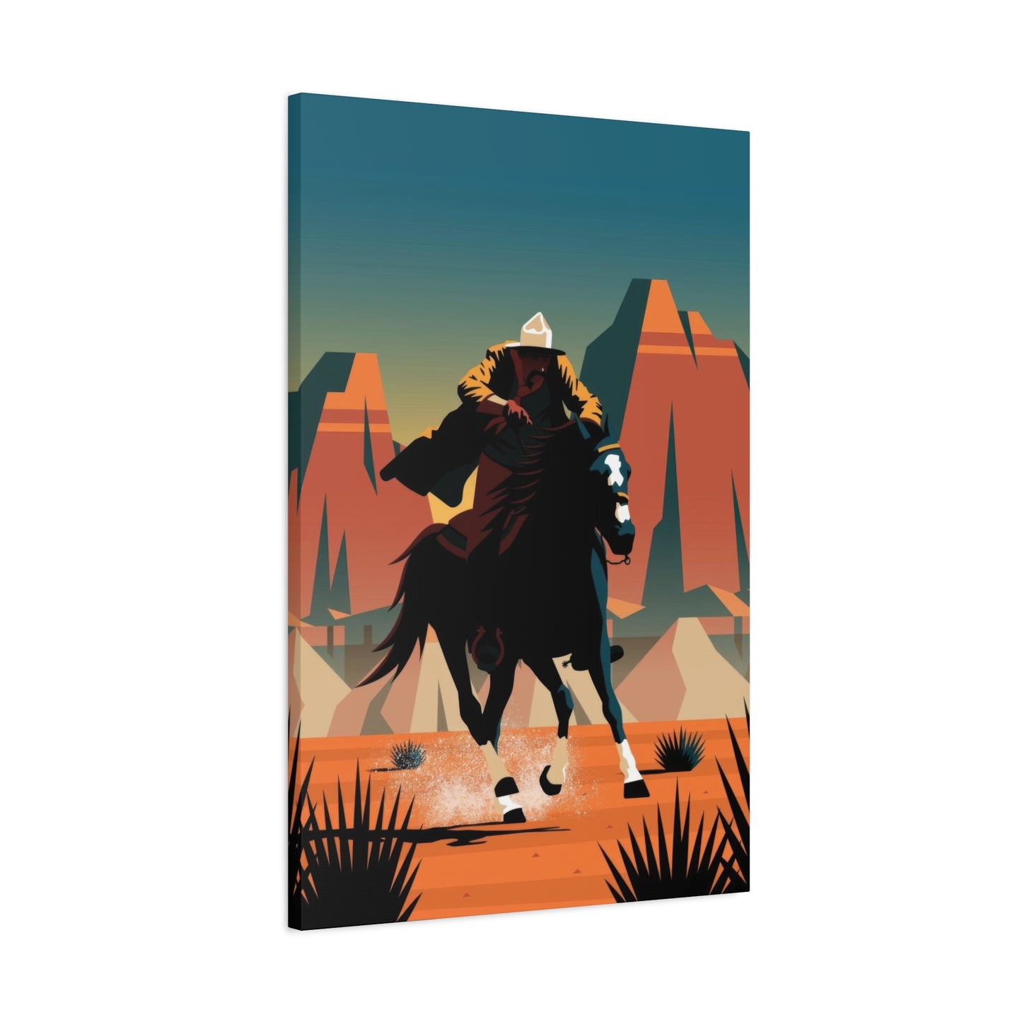 Cowboy On Galloping Horse Wall Art & Canvas Prints
