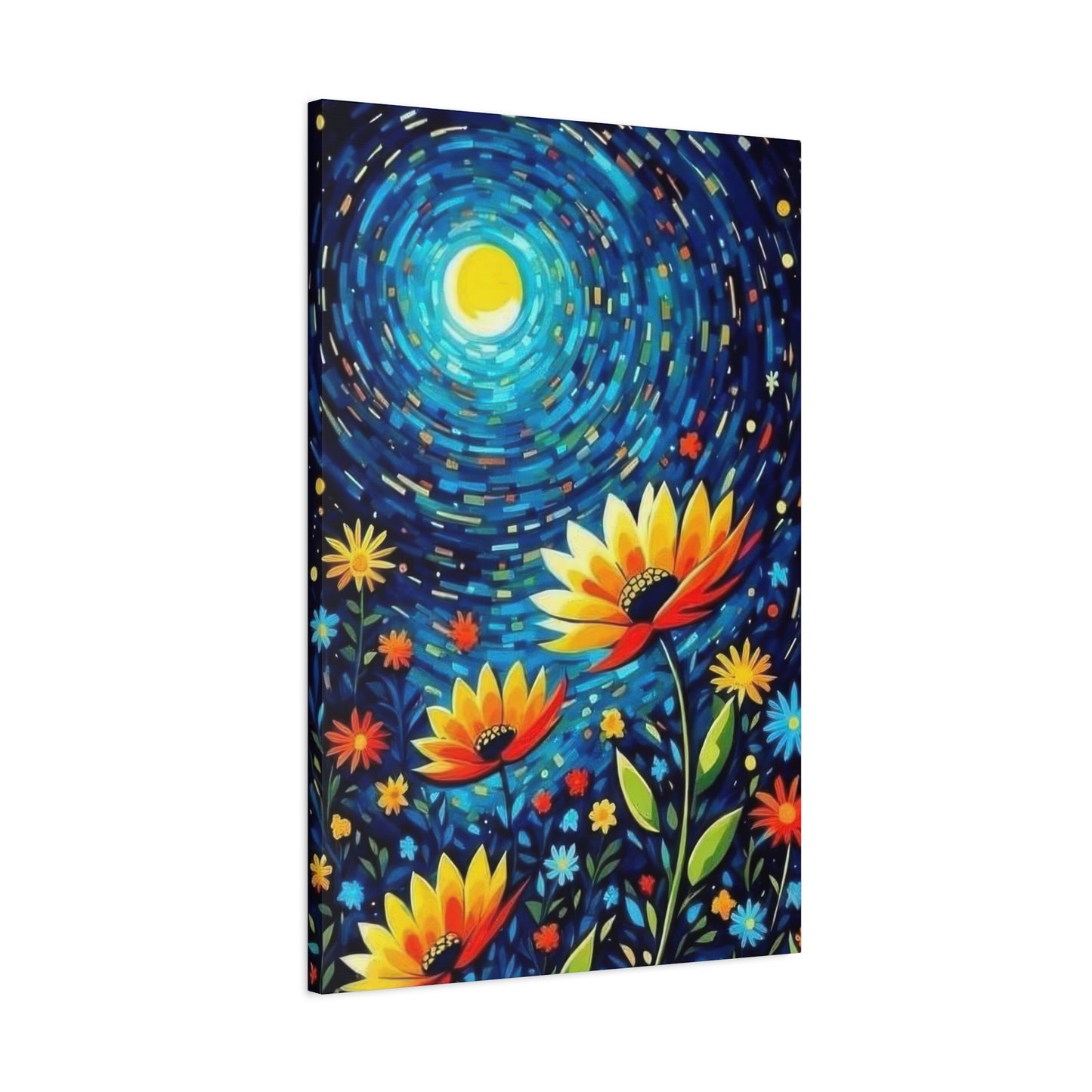 Vibrant Flowers In Moonlight Wall Art & Canvas Prints