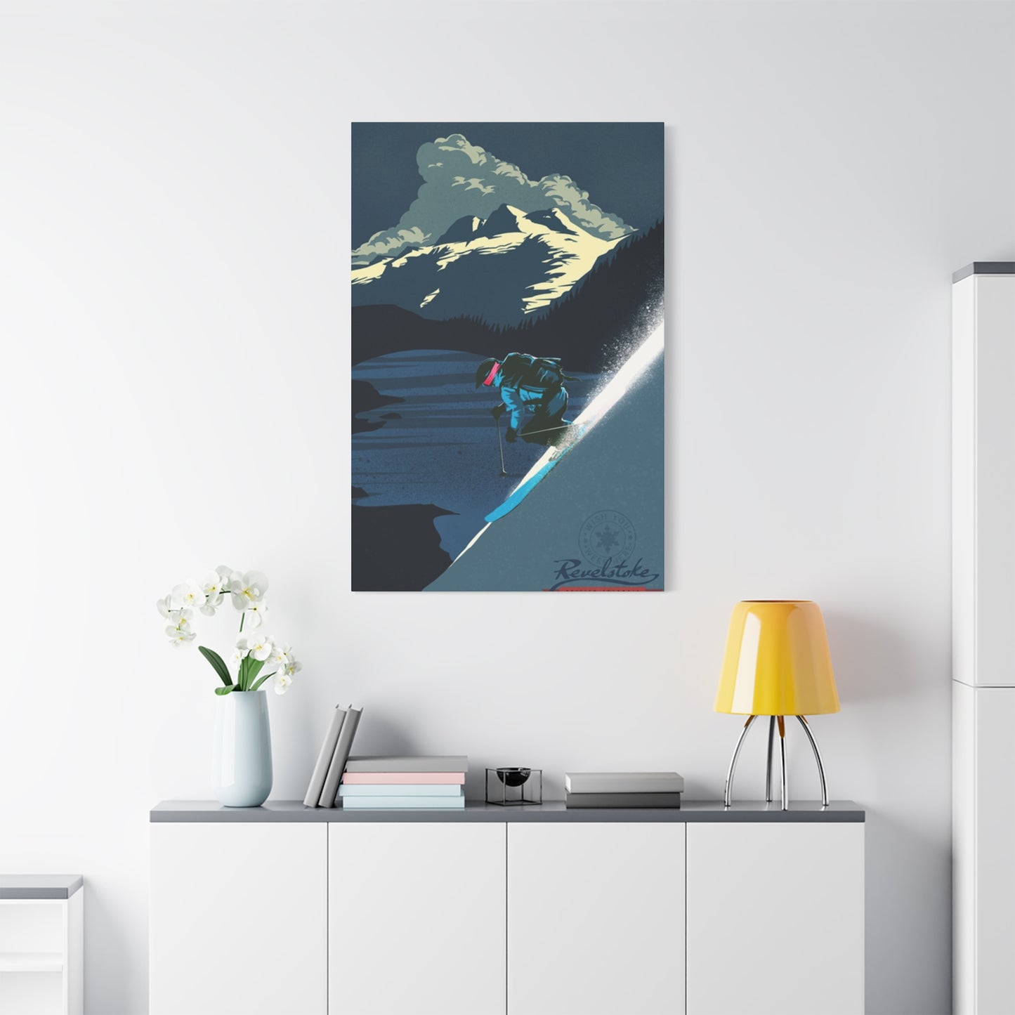 Skiing At Night Poster Wall Art & Canvas Prints