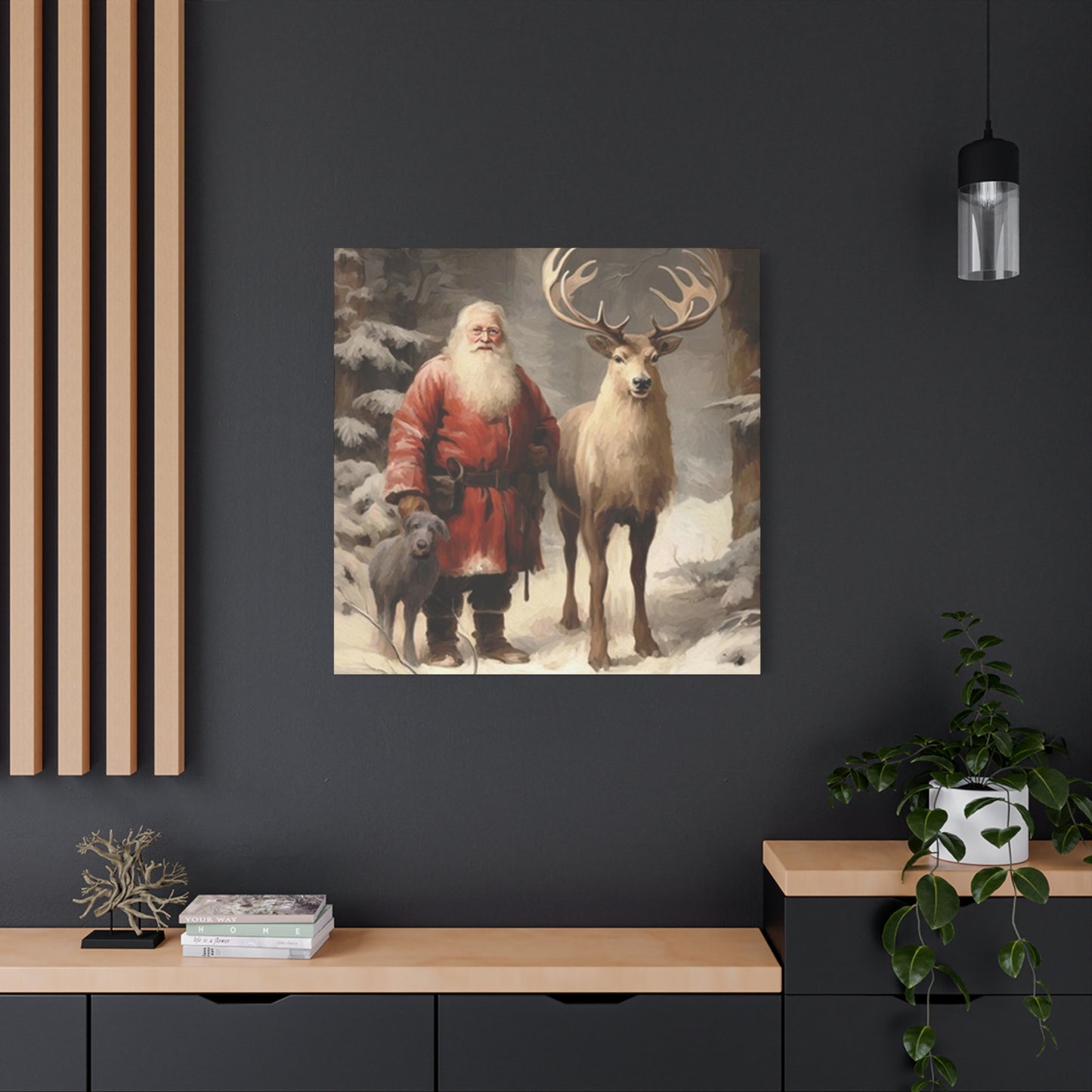 Santa And Reindeer Wall Art & Canvas Prints