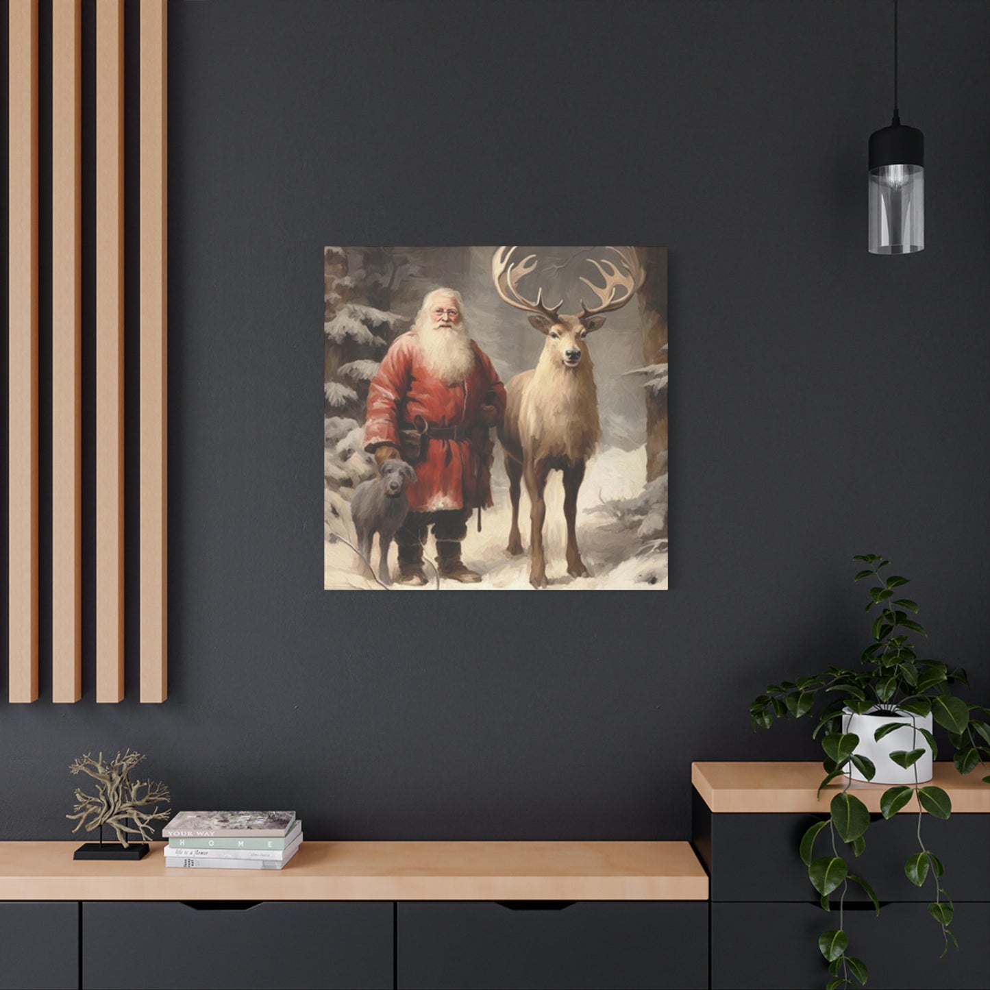 Santa And Reindeer Wall Art & Canvas Prints