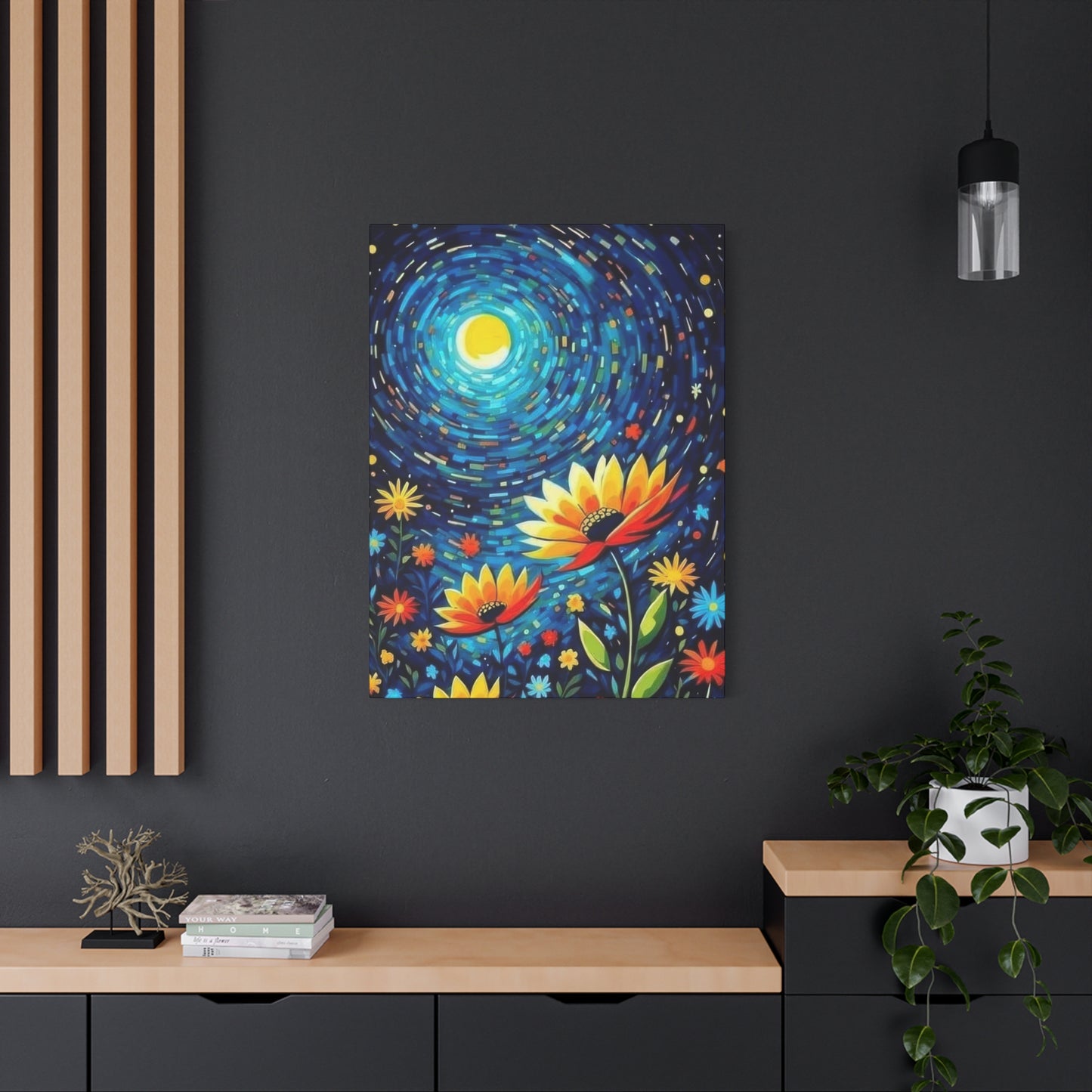 Vibrant Flowers In Moonlight Wall Art & Canvas Prints