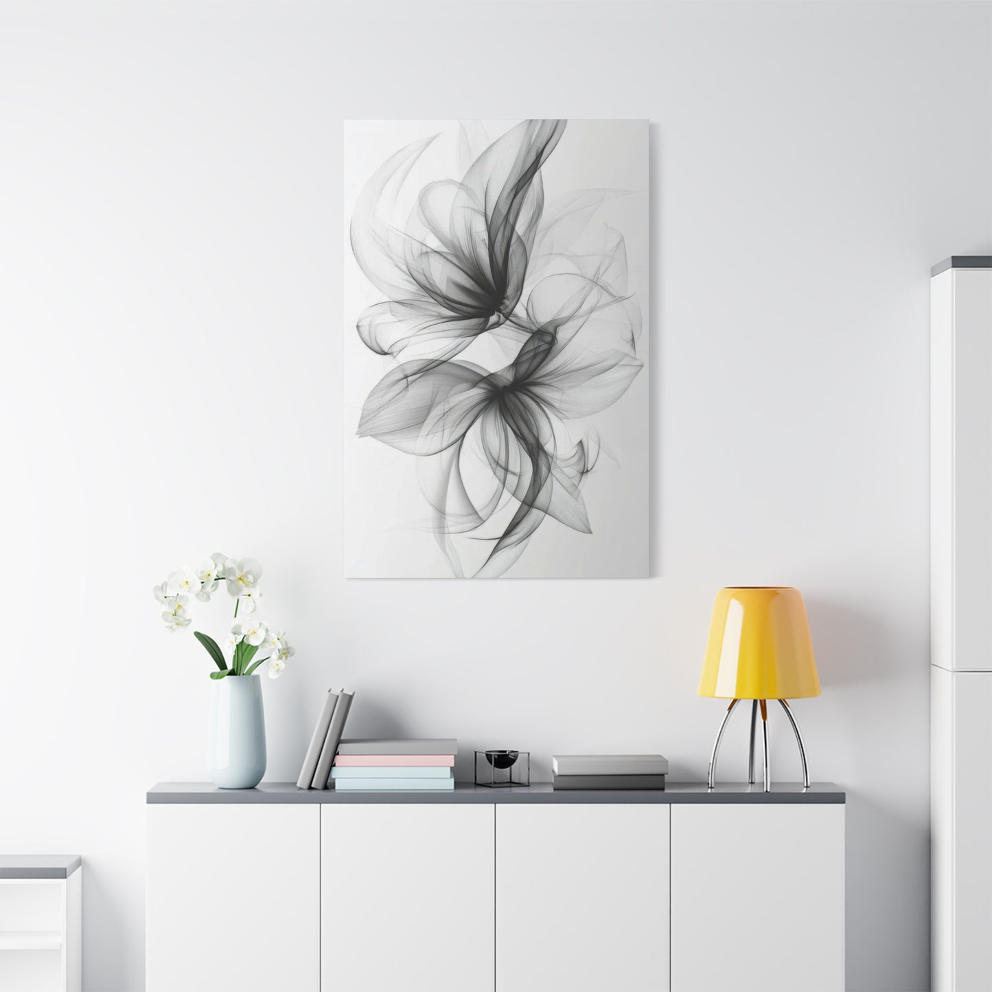 Flower Lines Grey Wall Art & Canvas Prints
