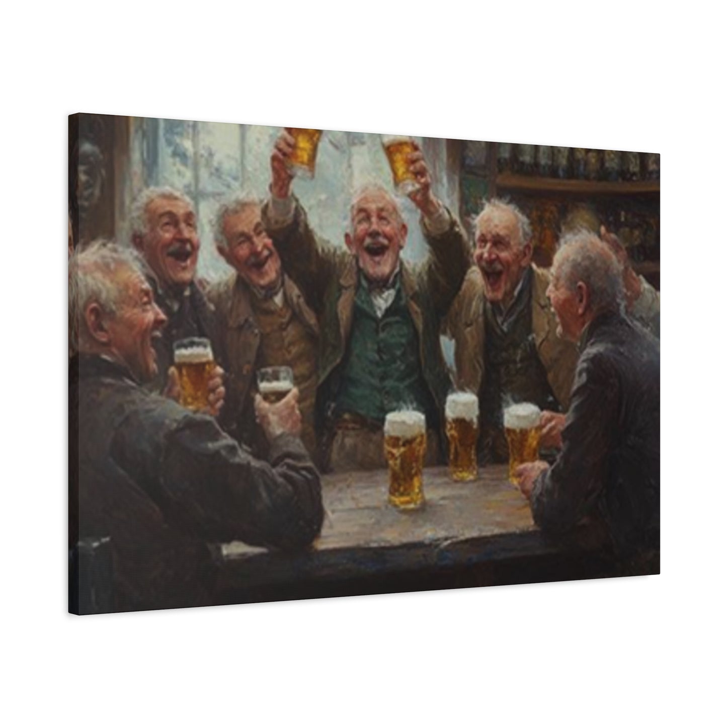 Old People Enjoying Drinks Painting Wall Art & Canvas Prints